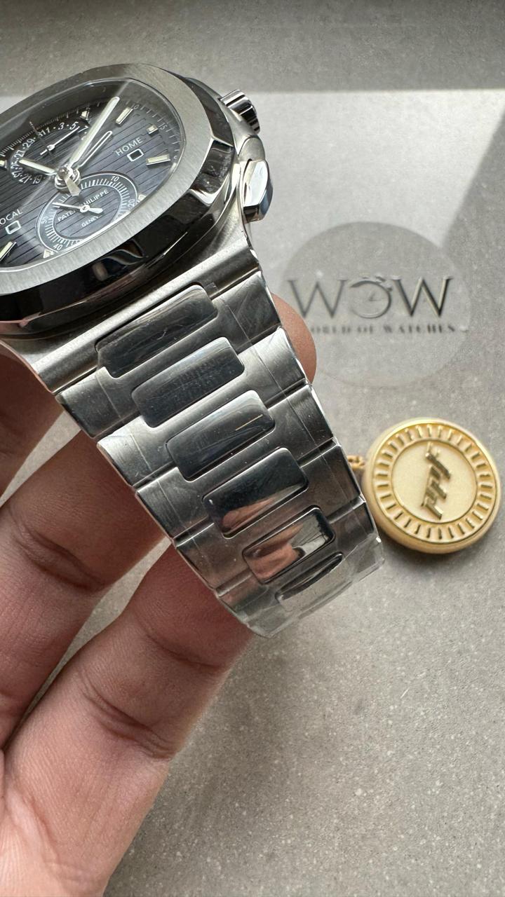 Replica PATEK PHILIPPE PPF Nautilus Chronograph Travel 5990 SS Grey Dial Stick on SS Bracelet A28-520 - Top club