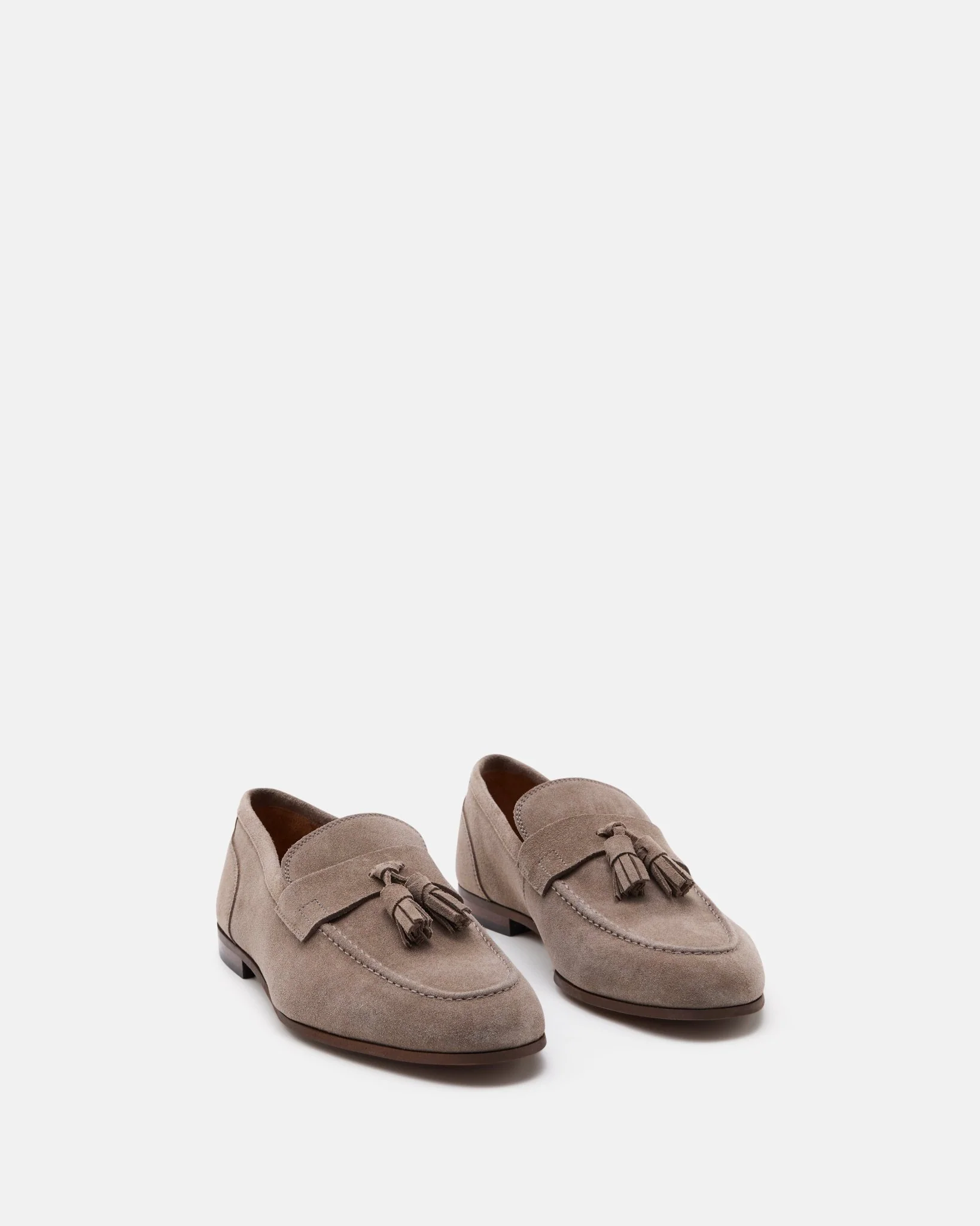 MOCASSINS MARKUS/VEL TAUPE - Mocassins en velours à pompons