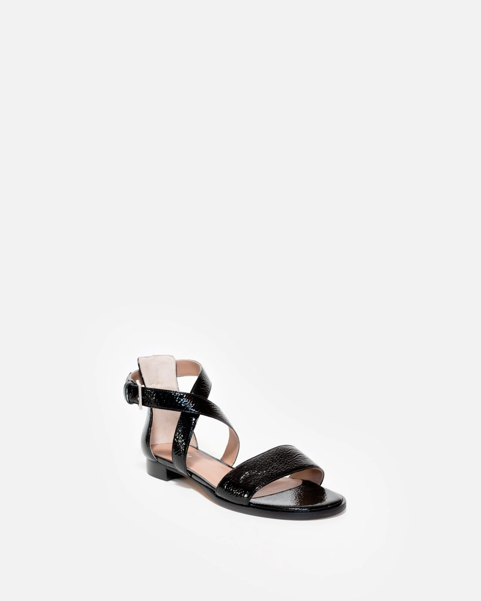 SANDALES KILIA/CRK - En cuir craquelé noir