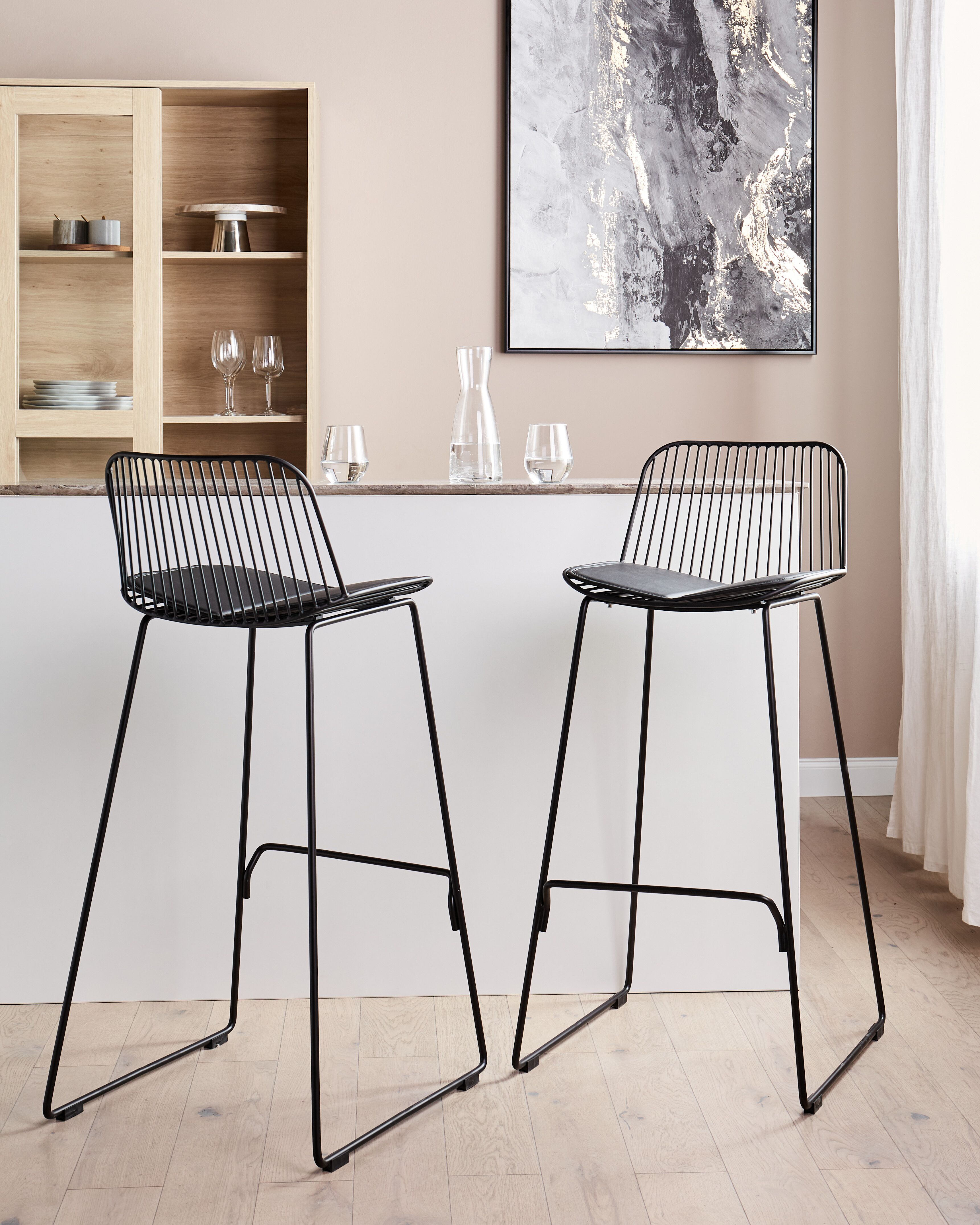 Set of 2 Bar Chairs PENSACOLA Metal Black