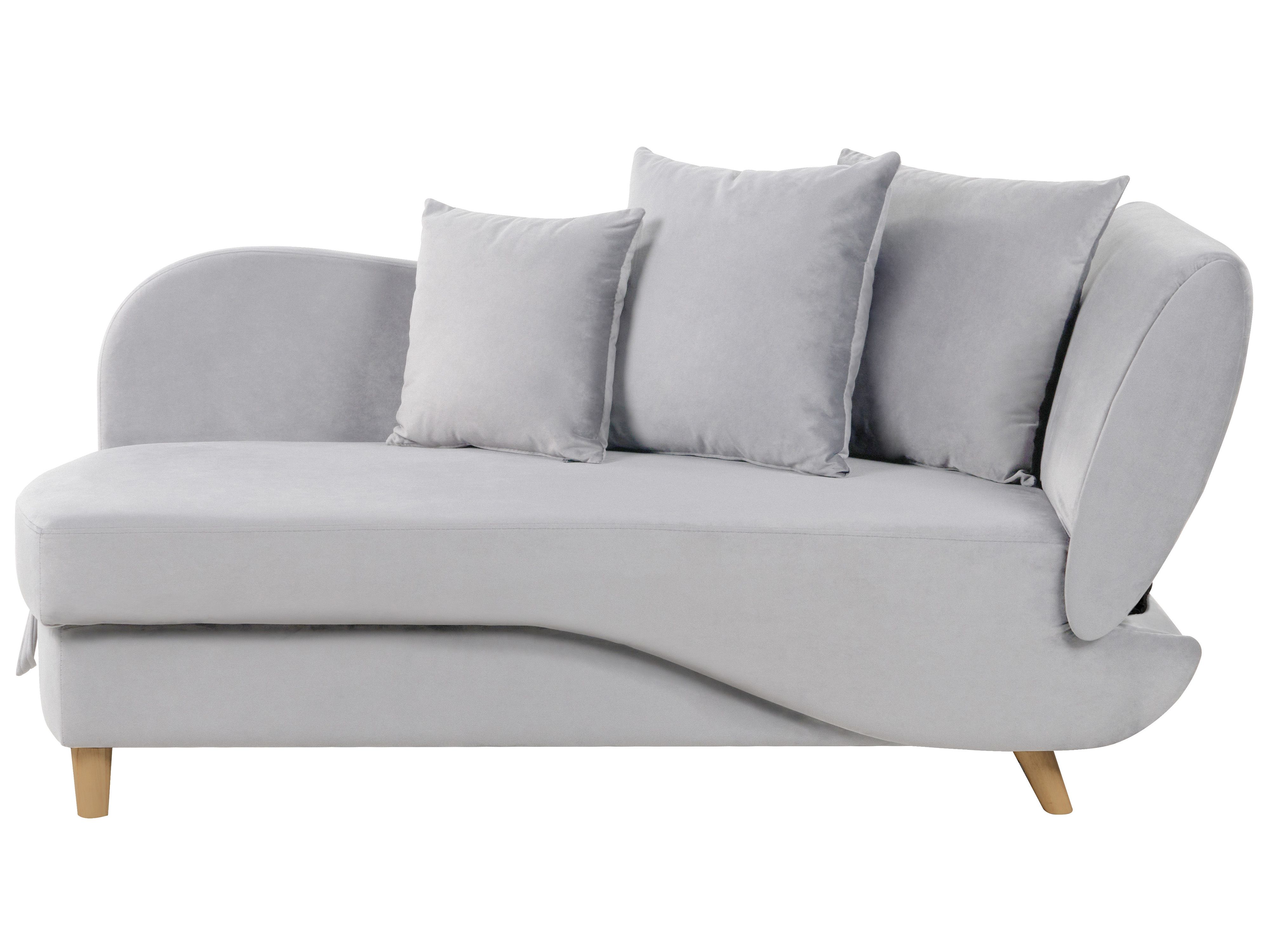 Right-Hand Chaise Lounge MERI Velvet Light Grey with Storage