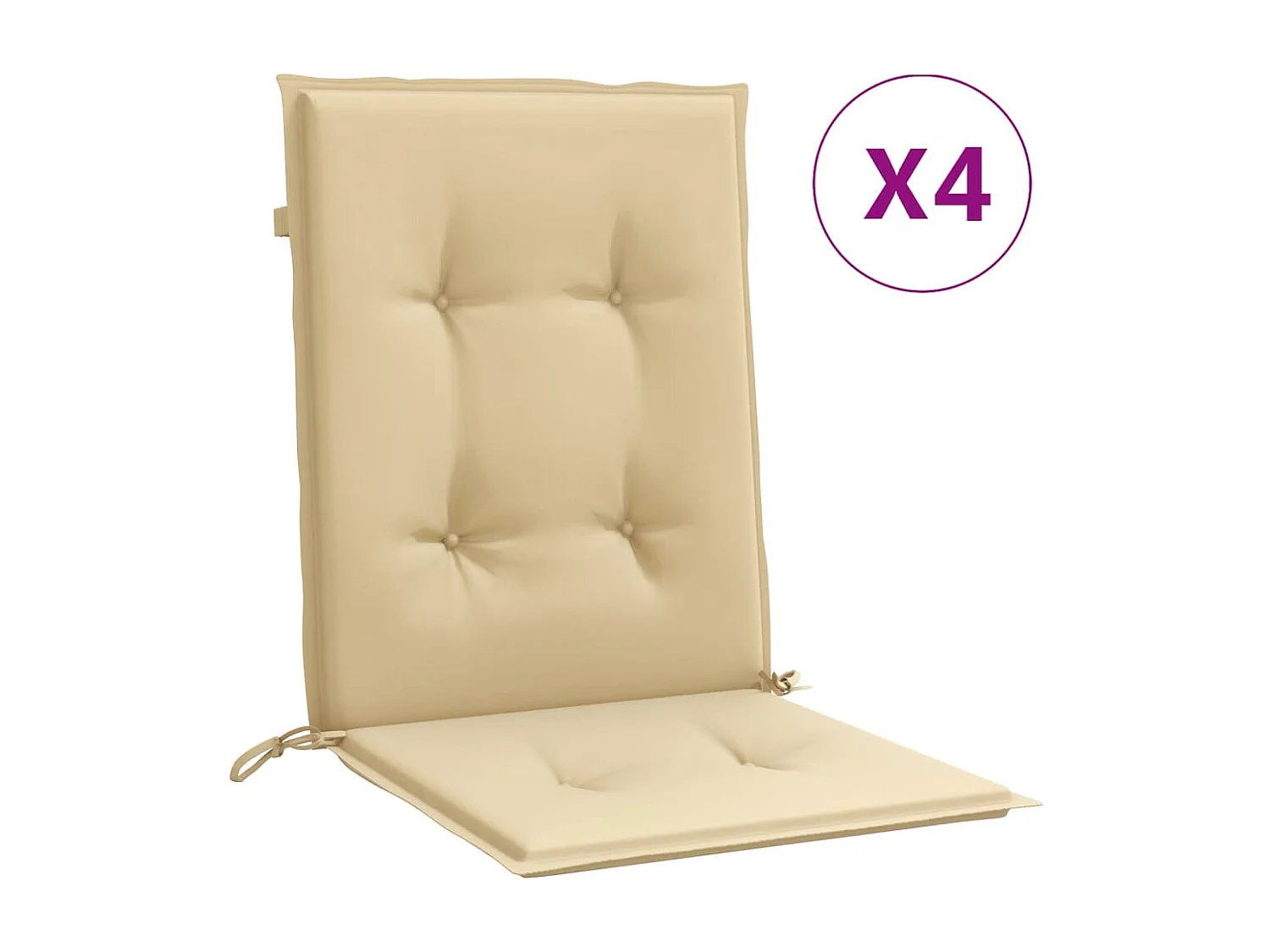 Coussins de chaise à dossier bas lot de 4 beige mélangé tissu