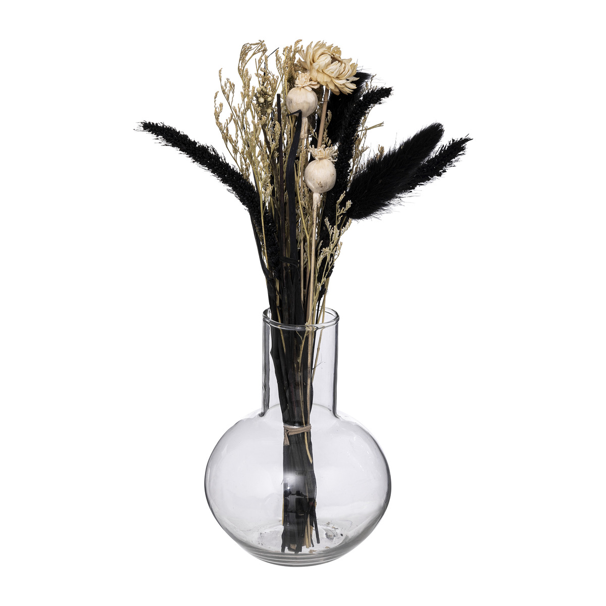 Dried flower arrangement "Subli" Glass vase, H.27 cm
