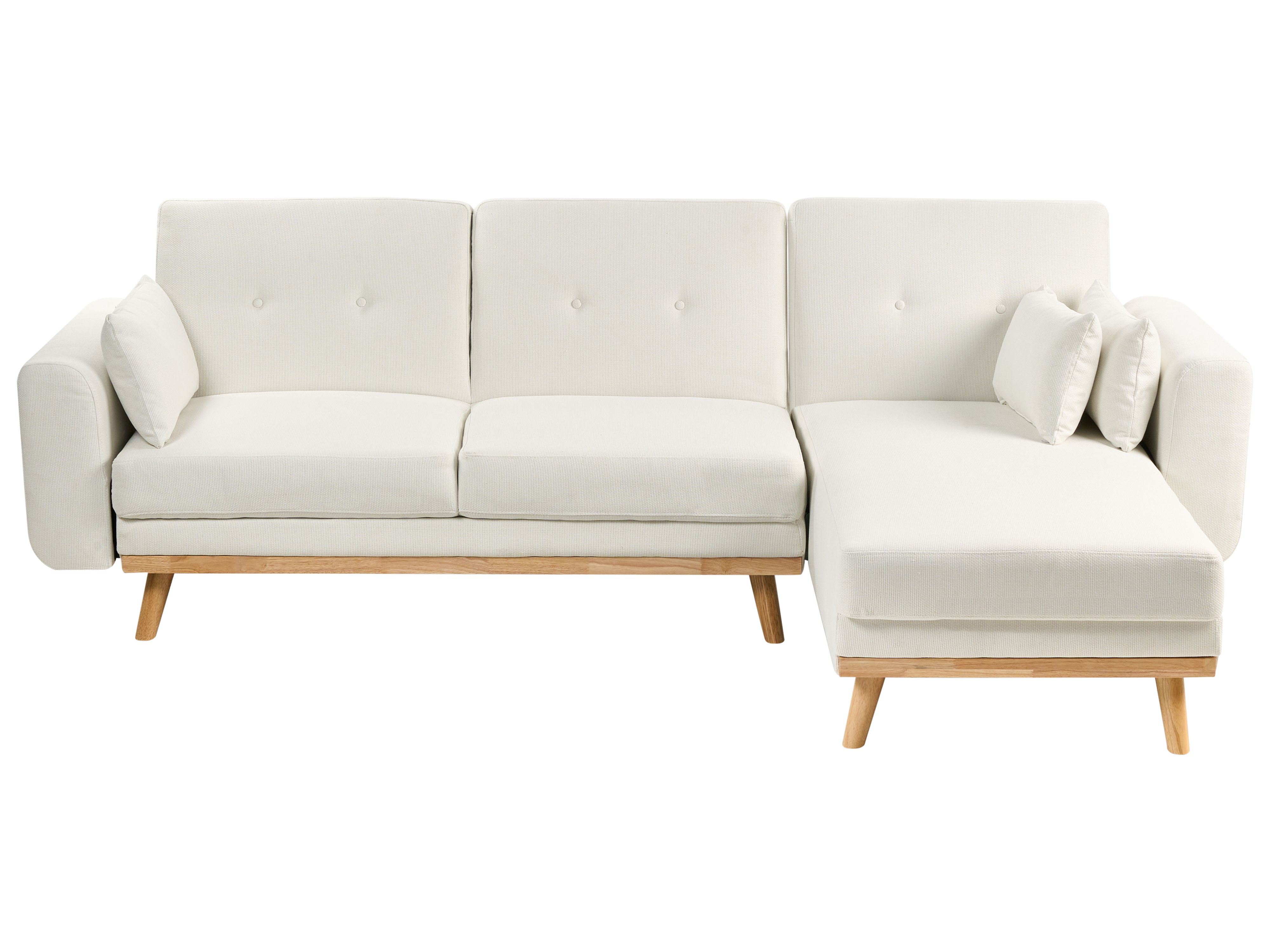 Corner Sofa Bed 3 Seater KAARINA Fabric White Left Hand