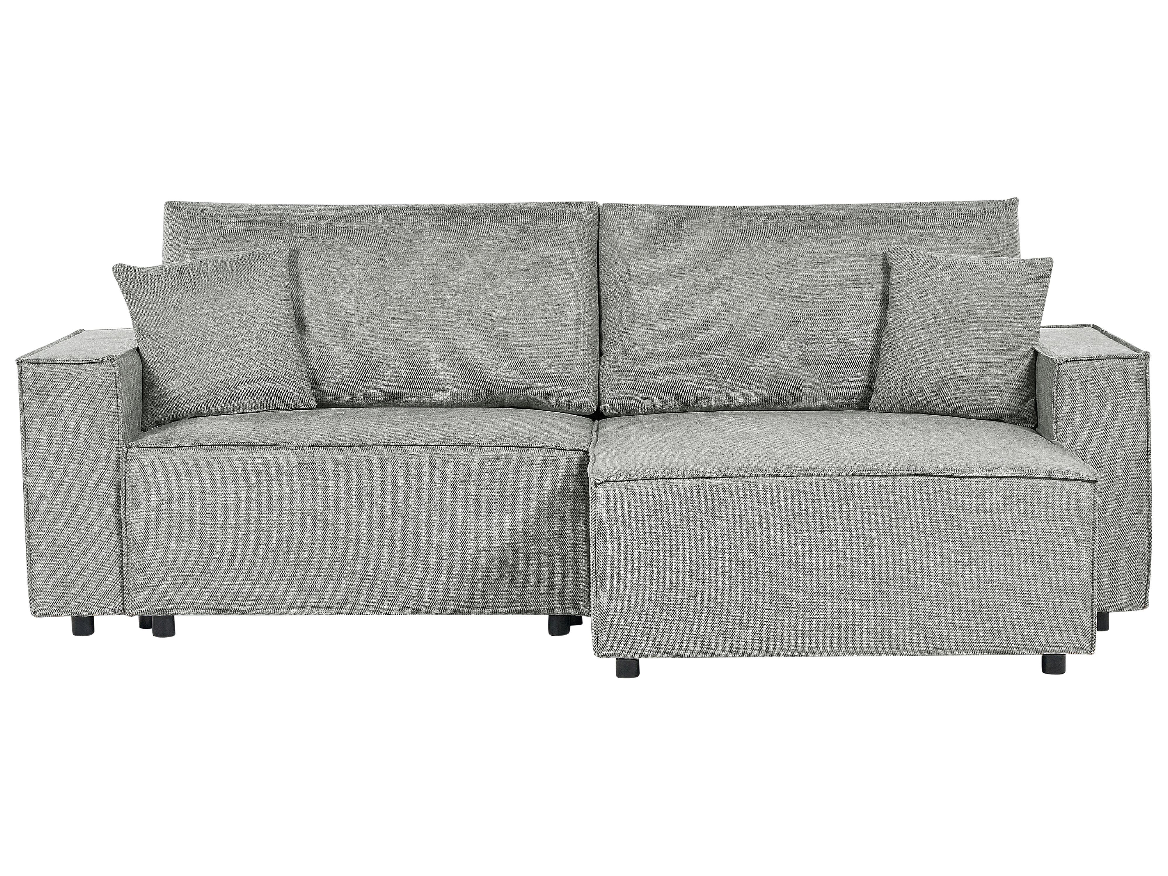 Corner Sofa Bed 3 Seater KARILA Fabric Grey with Storage Left Hand