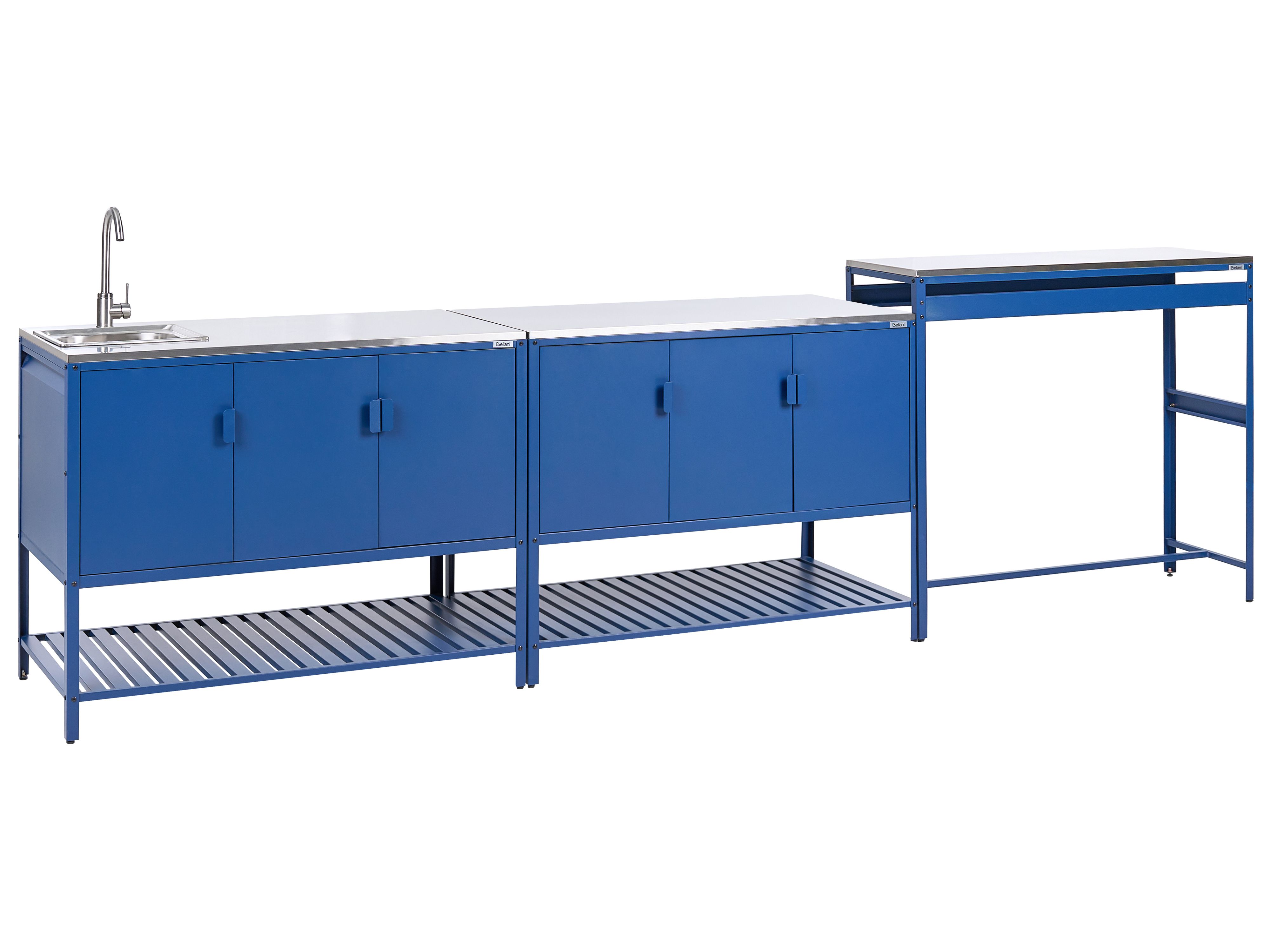 3 Piece Outdoor Kitchen Set with Sink MAENZA Metal Blue