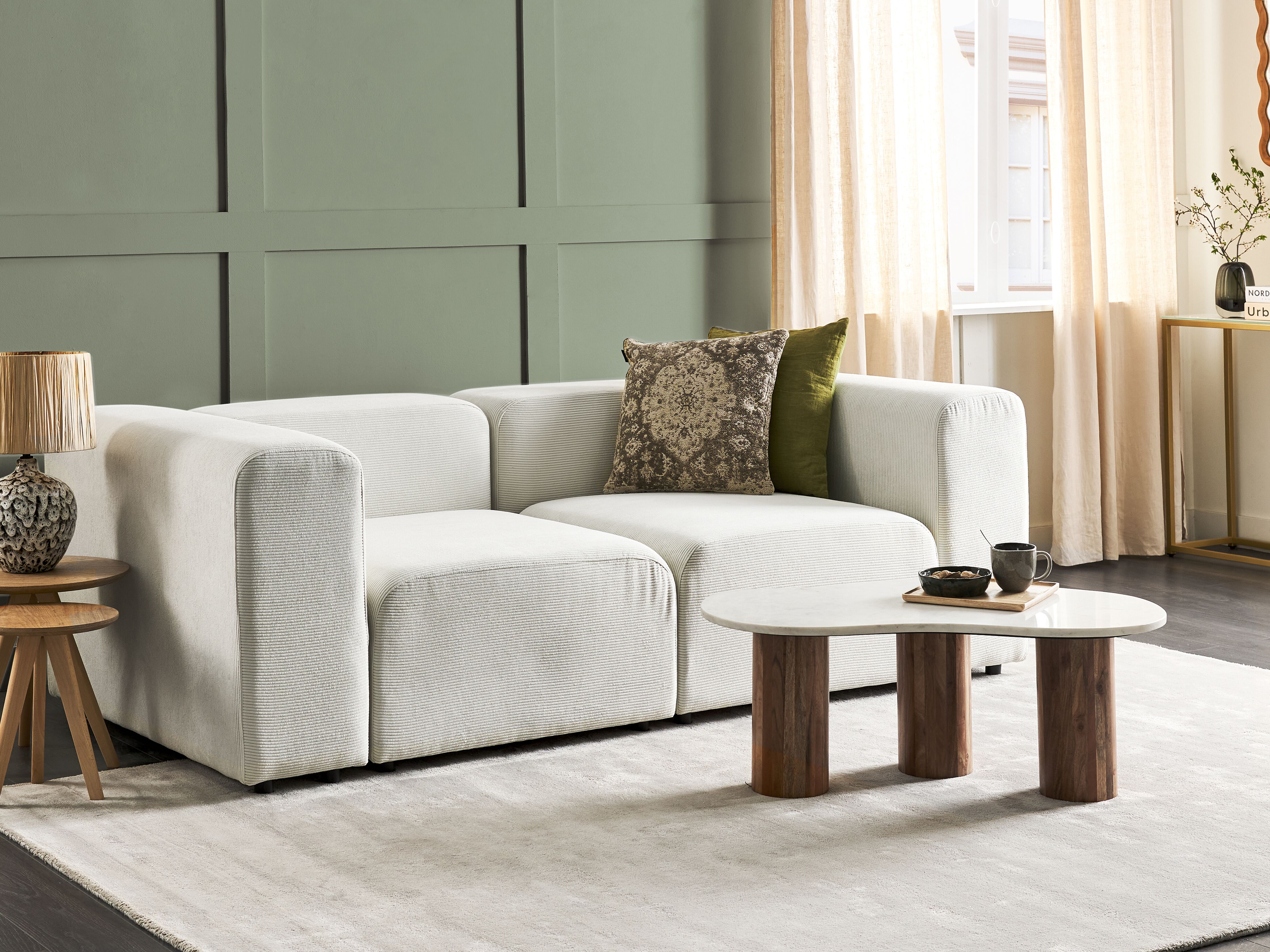 Modular Sofa 2 Seater FALSTERBO Corduroy Off-White