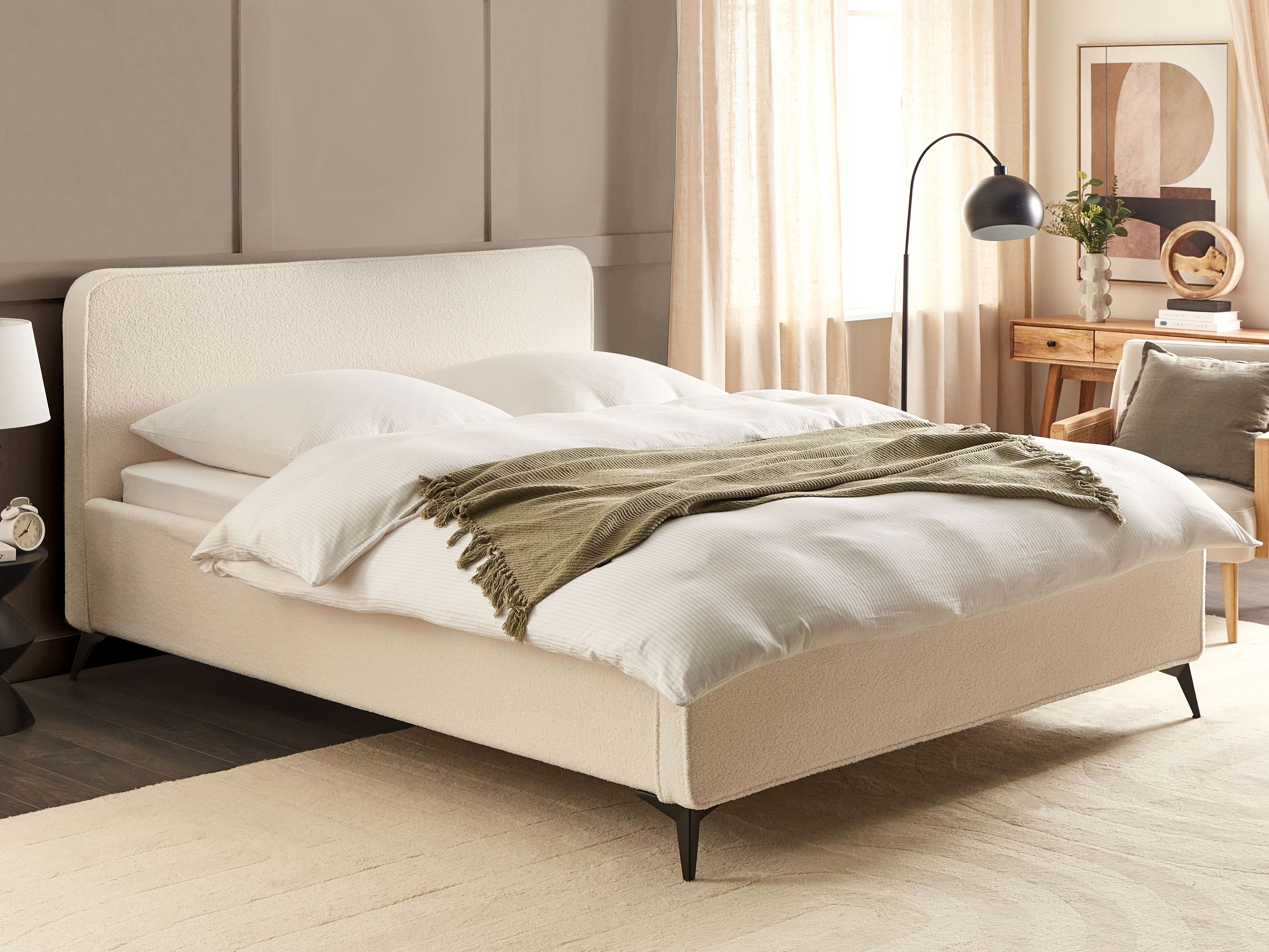 Bed Boucle VALOGNES 180 x 200 cm (EU Super King) Off-White