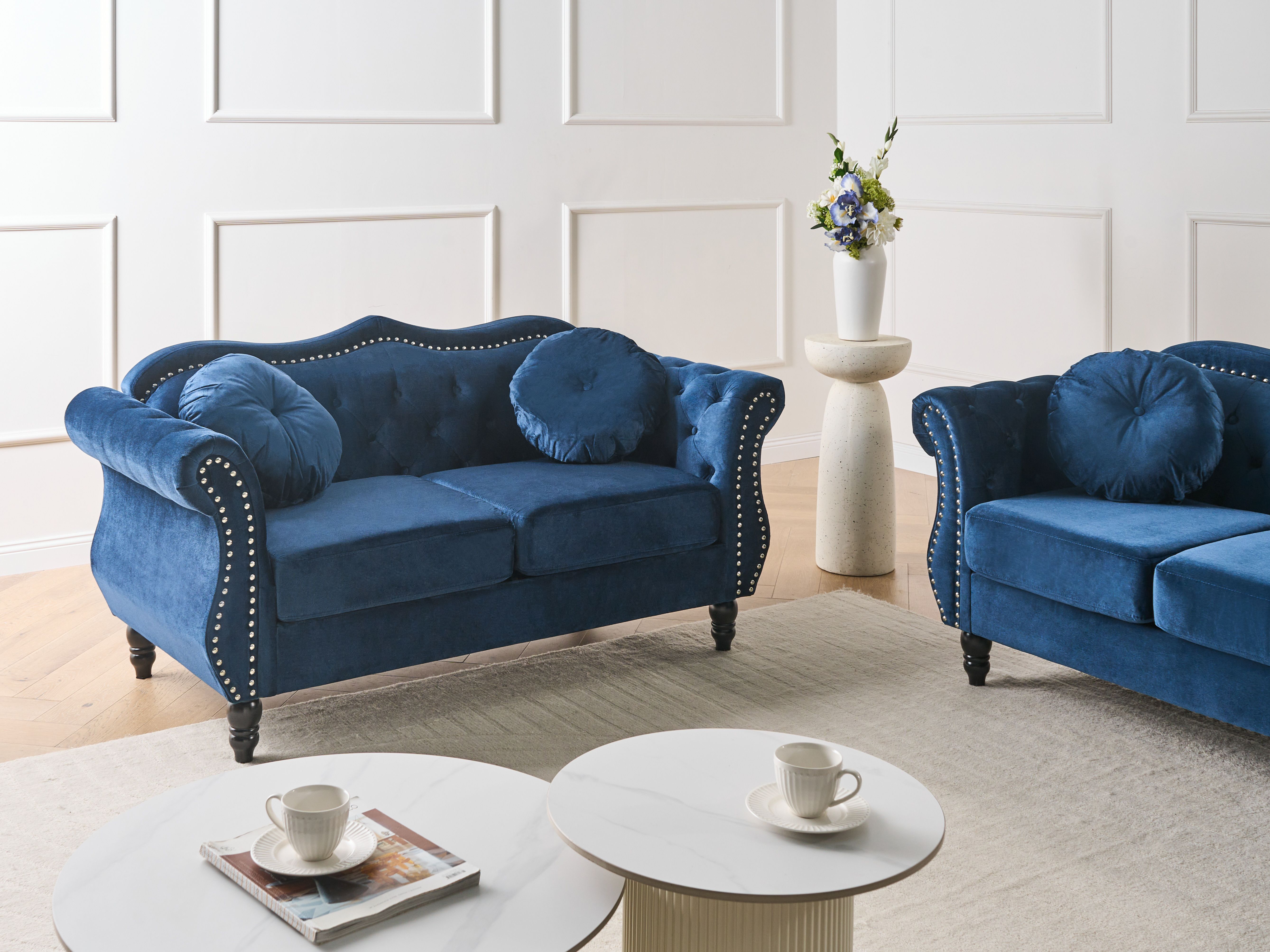 Sofa 2 Seater SKIEN Velvet Navy Blue