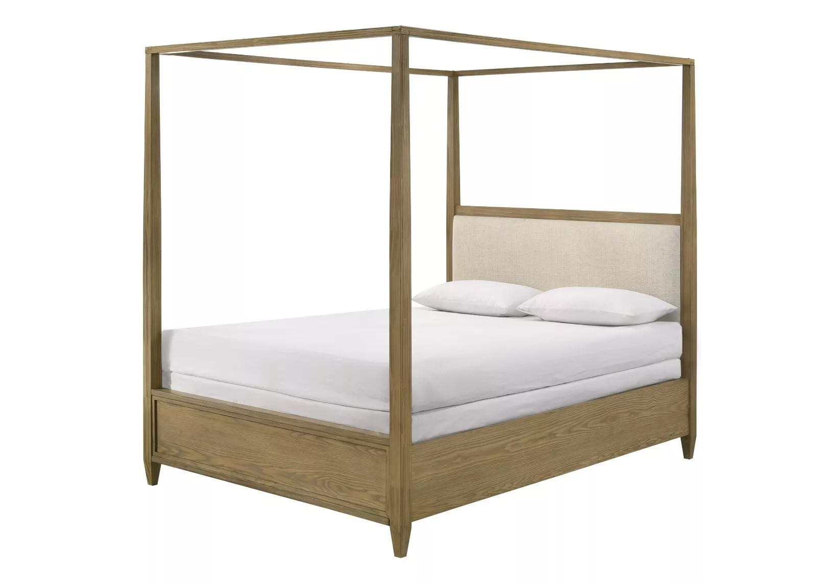 3Pc Light Brown Queen Canopy Bed Nightstand Set Rustic Finish Luxurious Bedroom Furniture