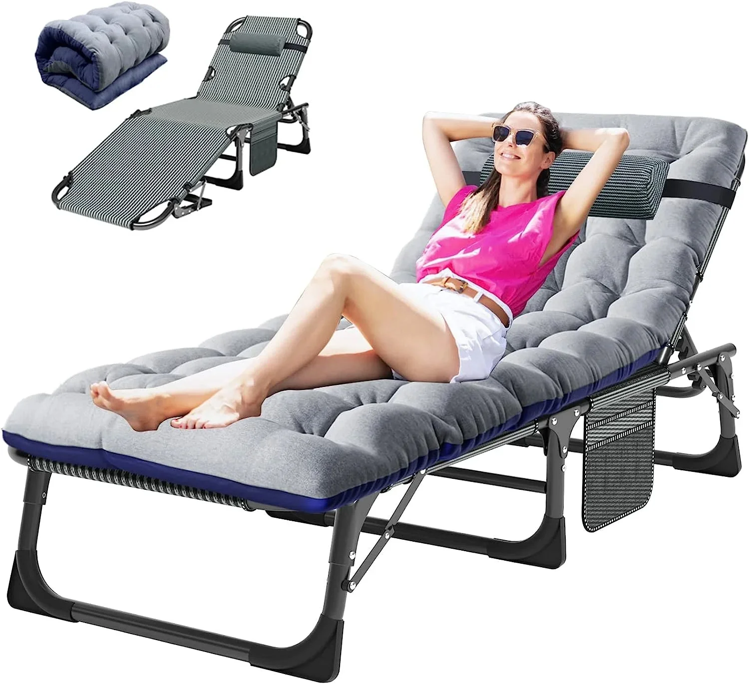 Slsy 5-Position Adjustable Folding Lounge Chair And Cot - 75.2" x 25.6" x 11.8" - Image 74 Slsy 5-Position Adjustable Folding Lounge Chair And Cot - 75.2" x 25.6" x 11.8" - Image 74