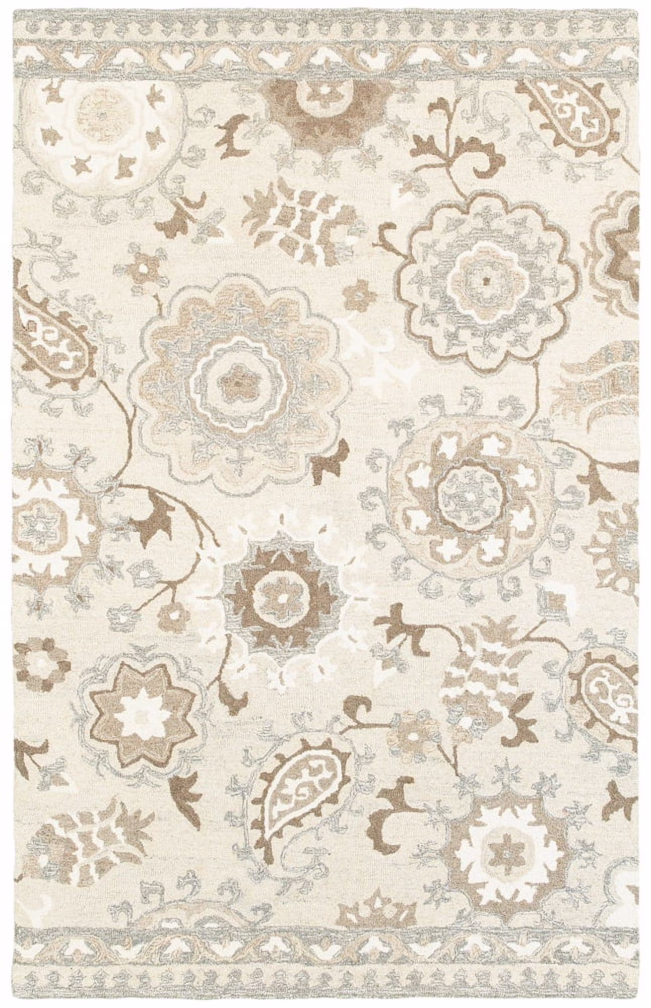 Moretti Deck Area Rug 93005 Ivory Petals Bulbs 10' x 13' Rectangle