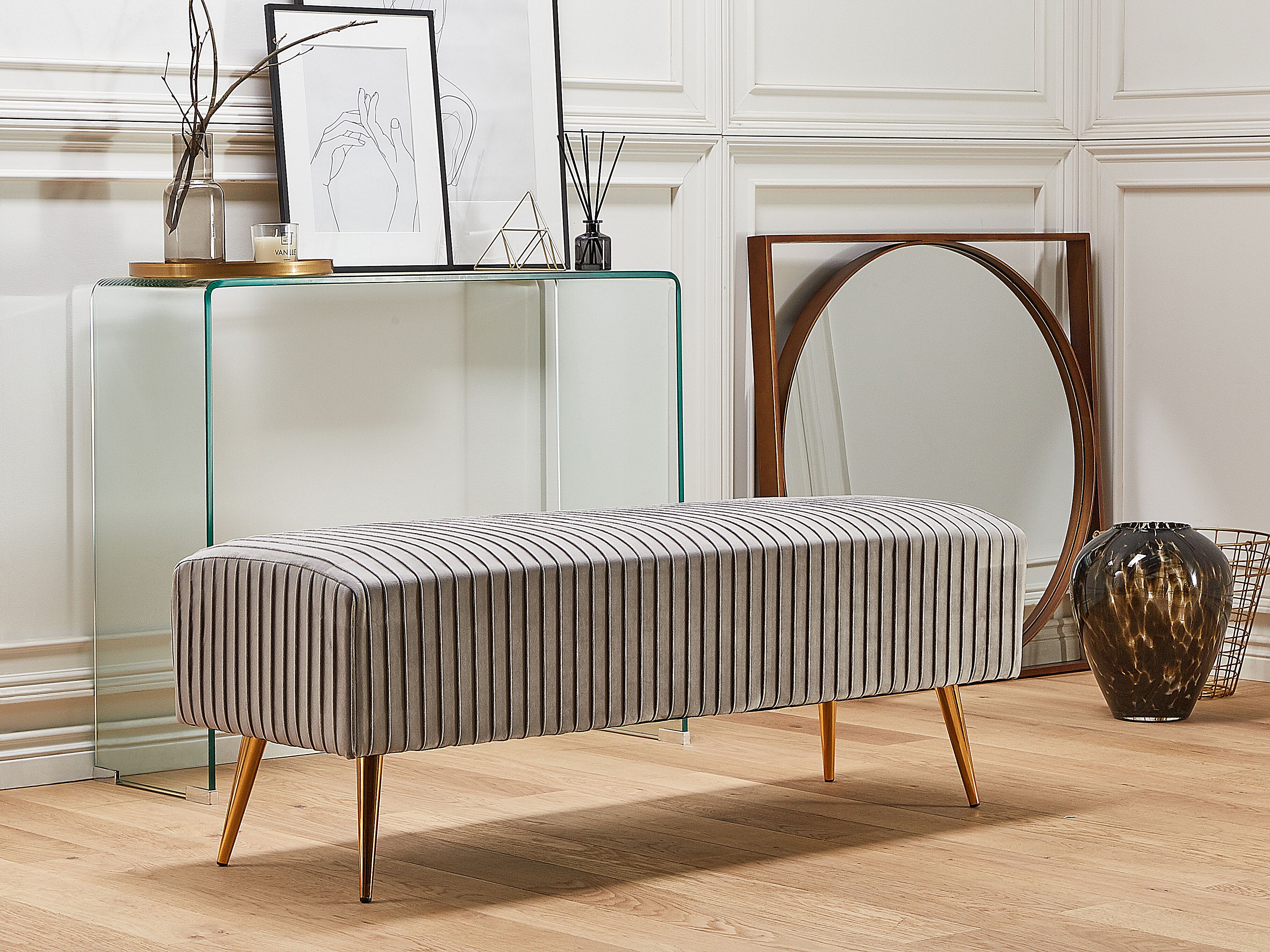 Upholstered Bench PATERSON Velvet Light Grey