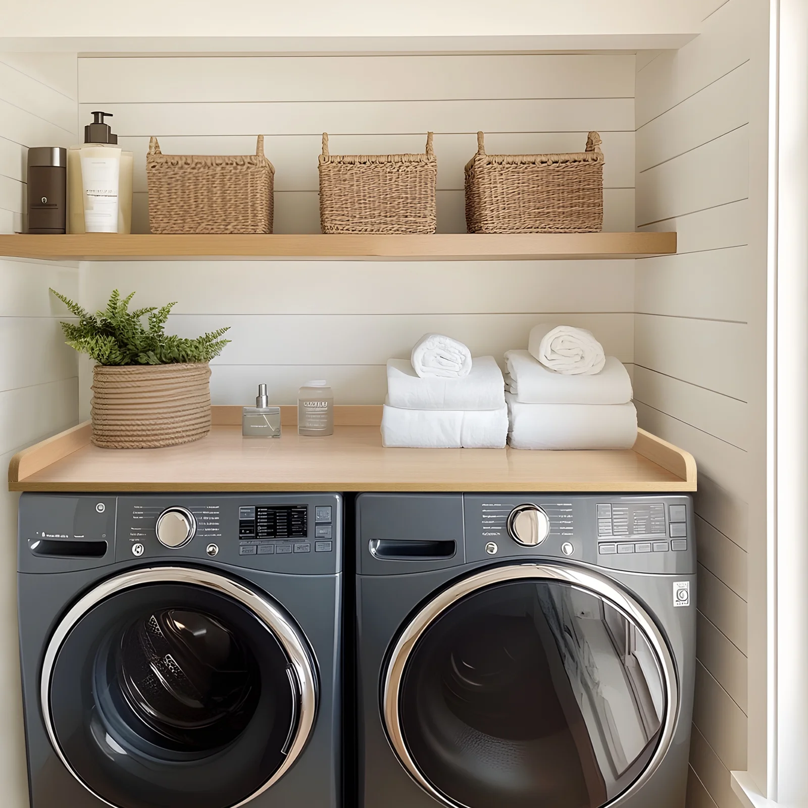 Kaboon Washer Dryer Countertop with Edge Rails, 27.5" x 54", Light Walnut - Image 4