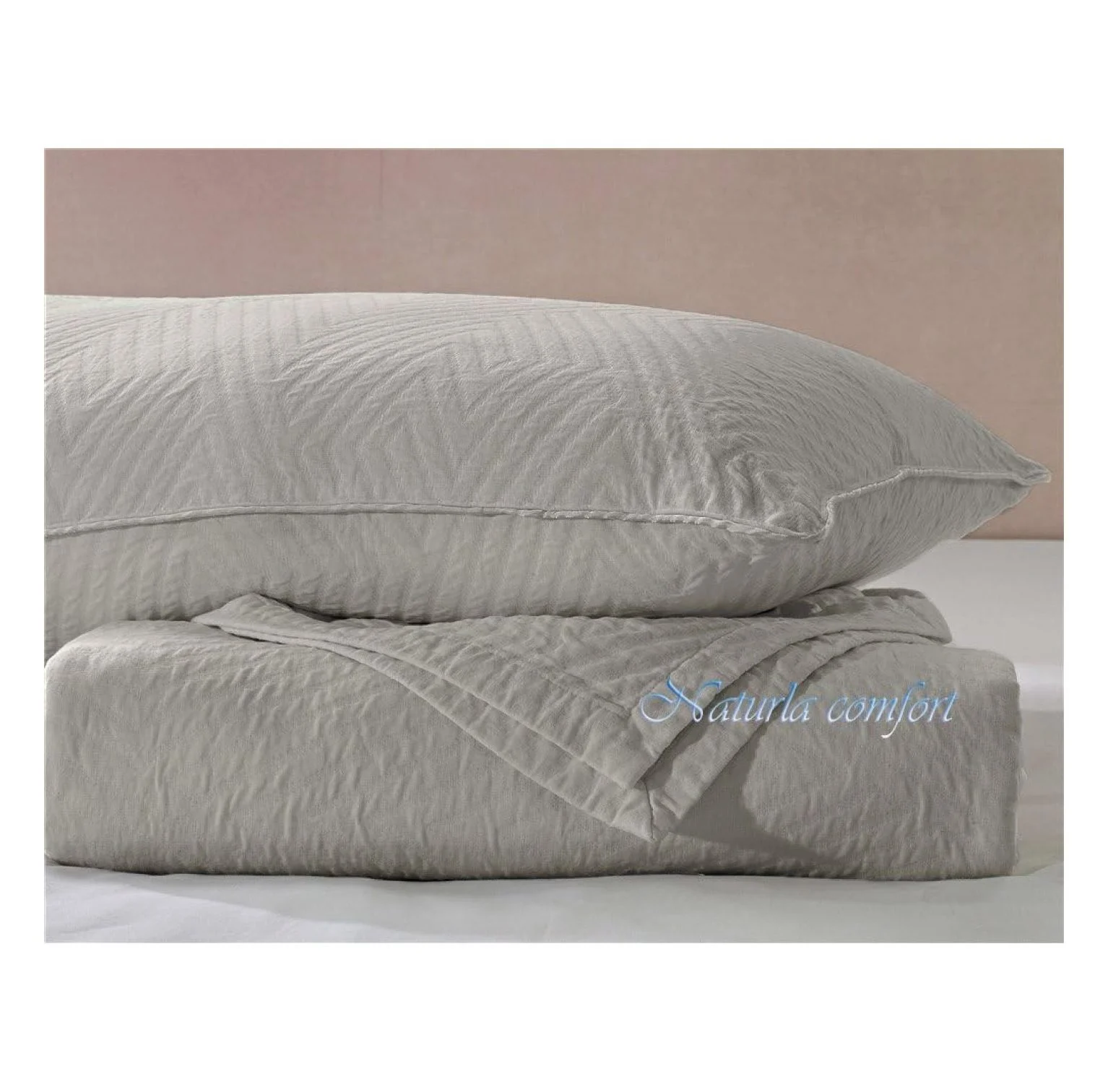 Matelasse Blanket Coverlet, Grid Pattern, King, Light Grey
