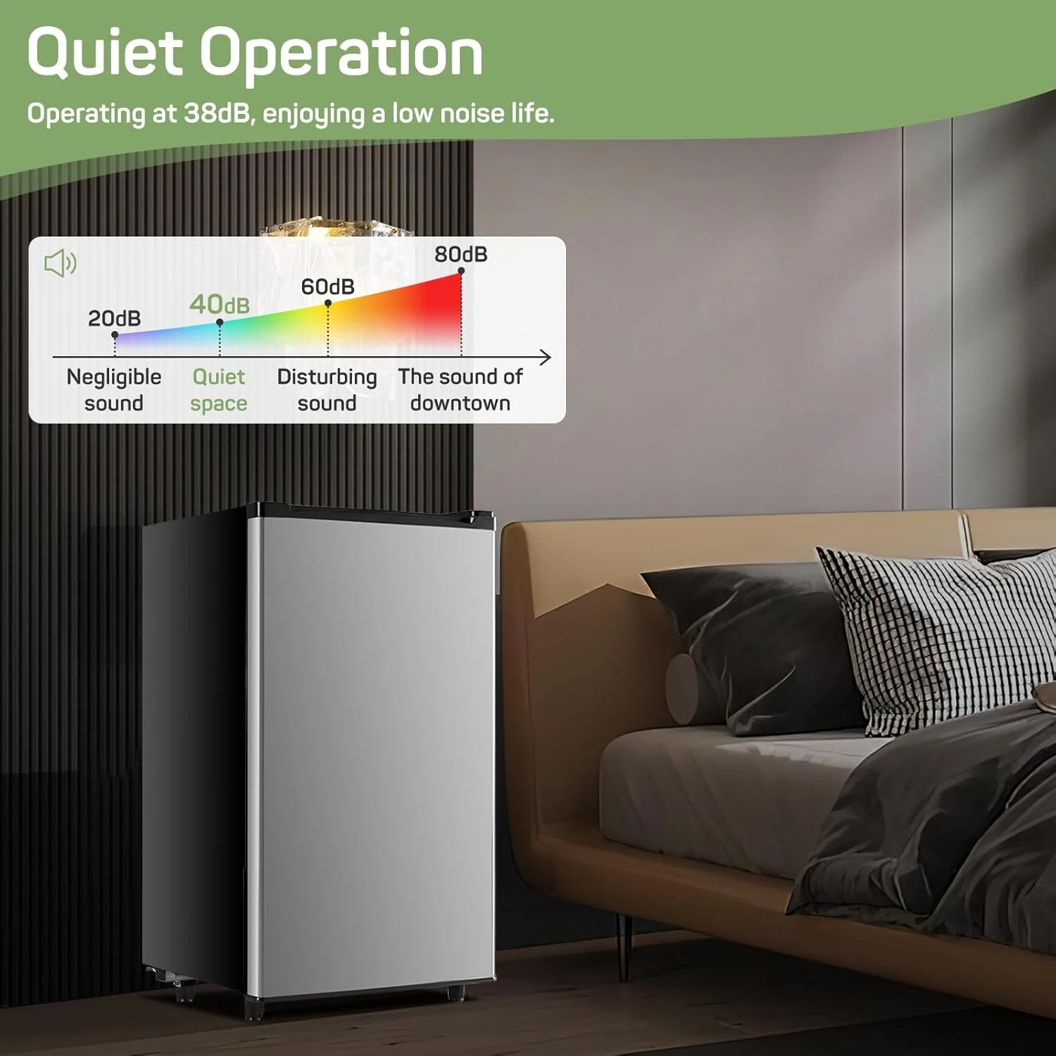 Mini Fridge for Bedroom 3.2 Cu.Ft Small Refrigerator with Freezer for Dorm Office, Compact Single Door Adjustable Thermostat Low Noise,Black - Image 9