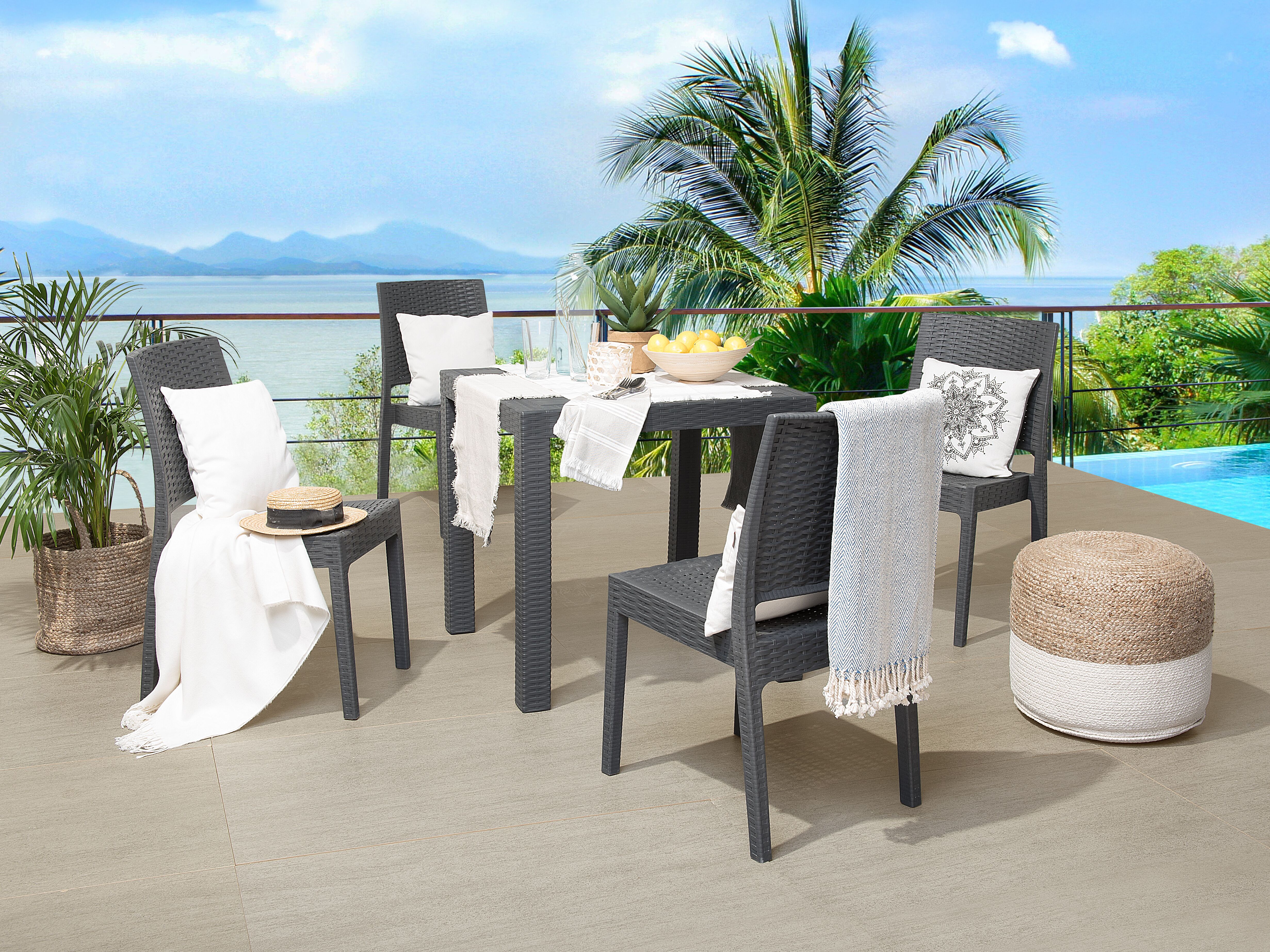 Garden Dining Set 4 Seater FOSSANO Graphite Grey