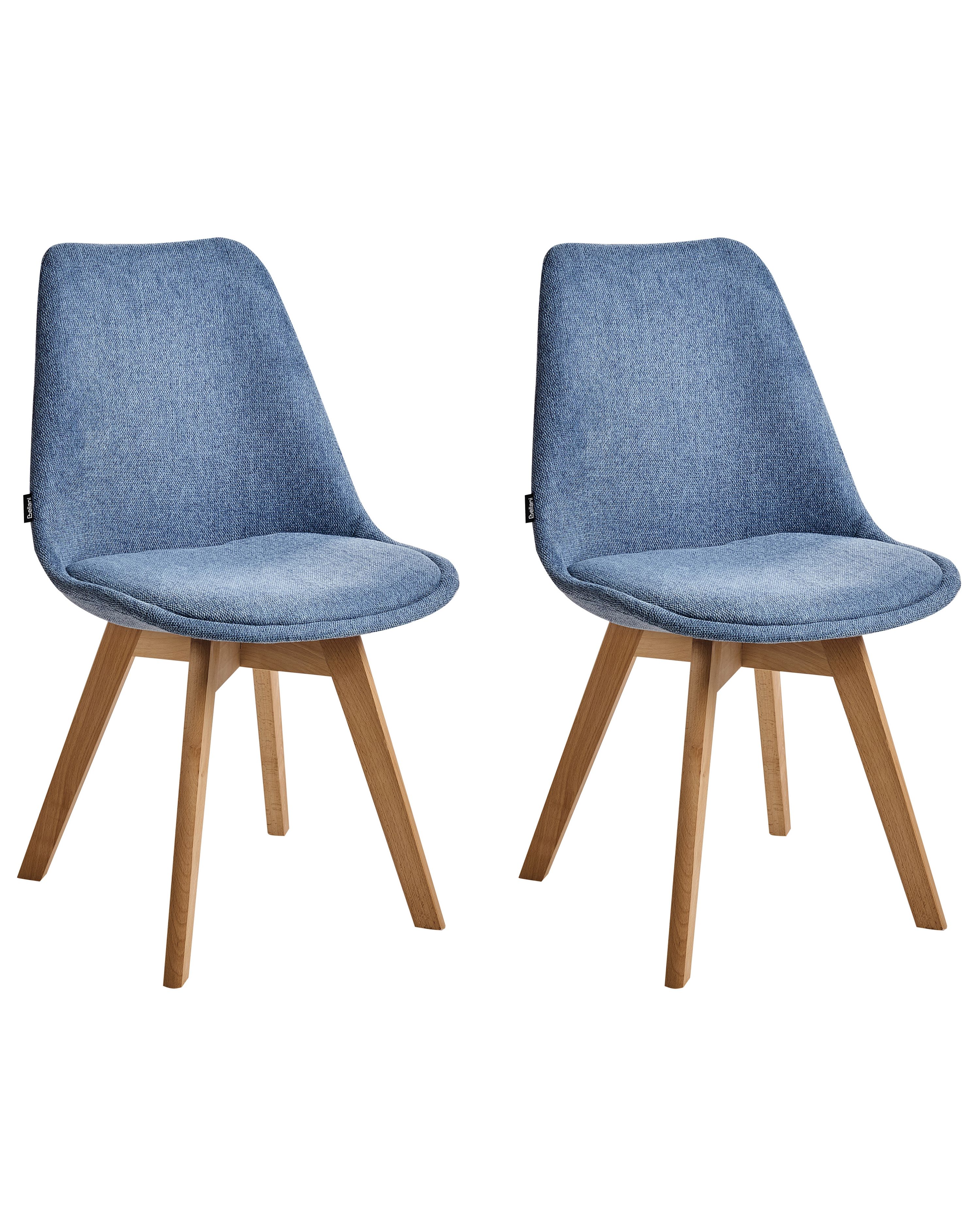 Set of 2 Dining Chairs DAKOTA II Fabric Light Blue