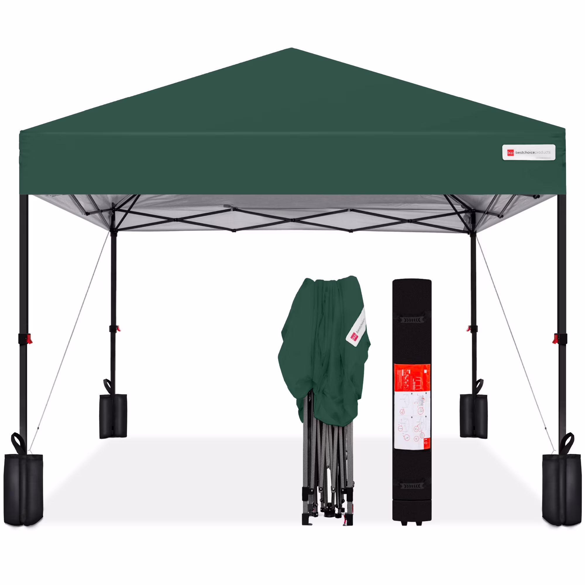 Best Choice Products 10x10ft Easy Setup Pop Up Canopy w/ 1-Button Setup, Wheeled Case, 4 Weight Bags - White - Image 13