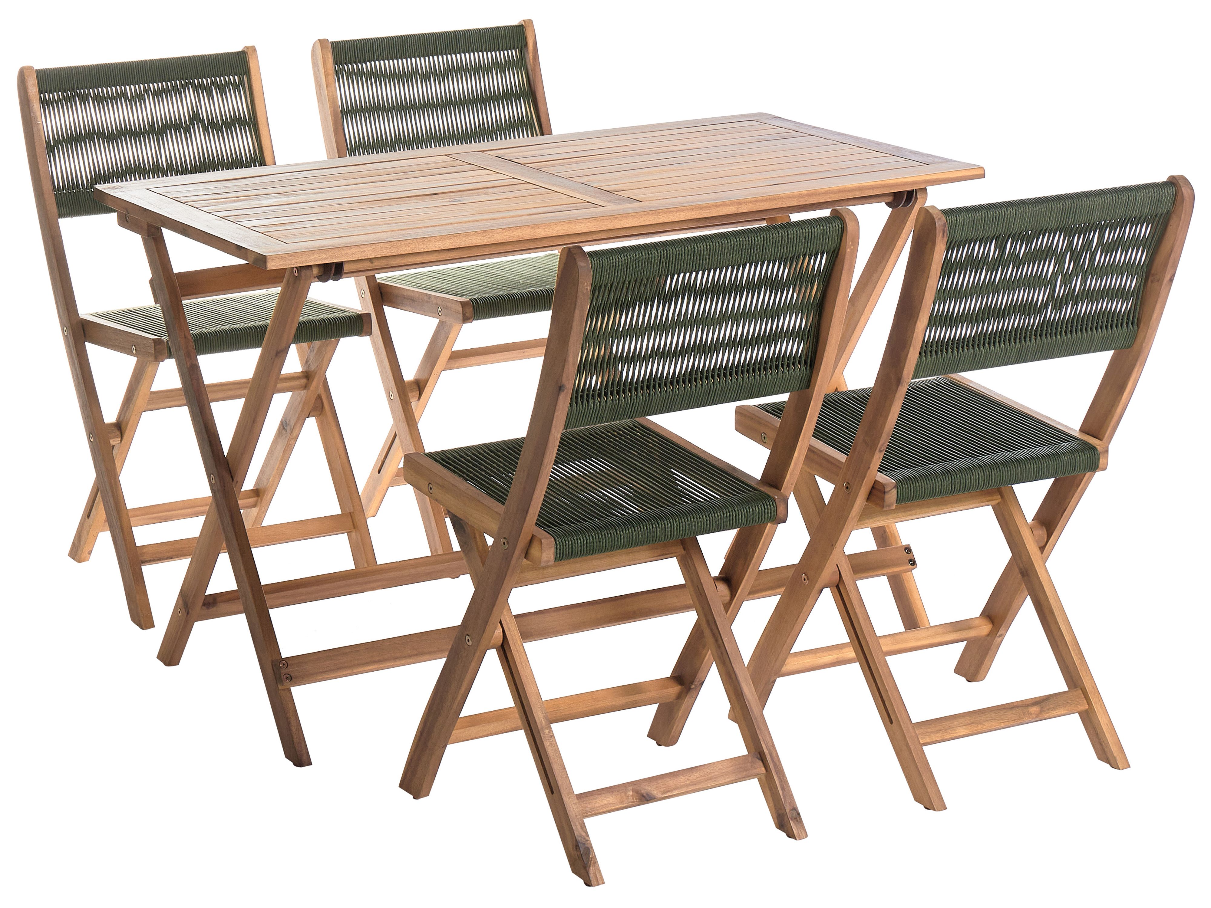 Garden Dining Set 4 Seater PROSSEDI Acacia Wood Green