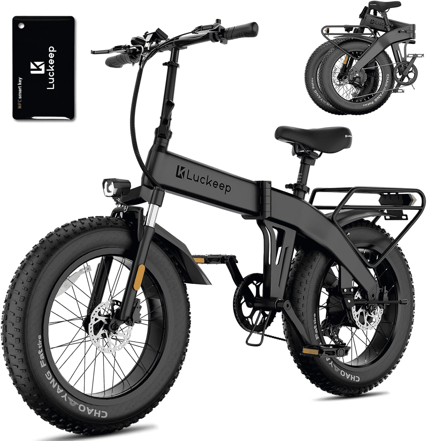 Luckeep X1 Lite Foldable Electric Bike for Adults 1500W Peak Motor,720WH Removable Battery,28MPH 60 Miles Long Range,20"*4" Fat Tire All-Terrain E-bike with Front Suspension,Mountain Electric Bicycle - Image 9