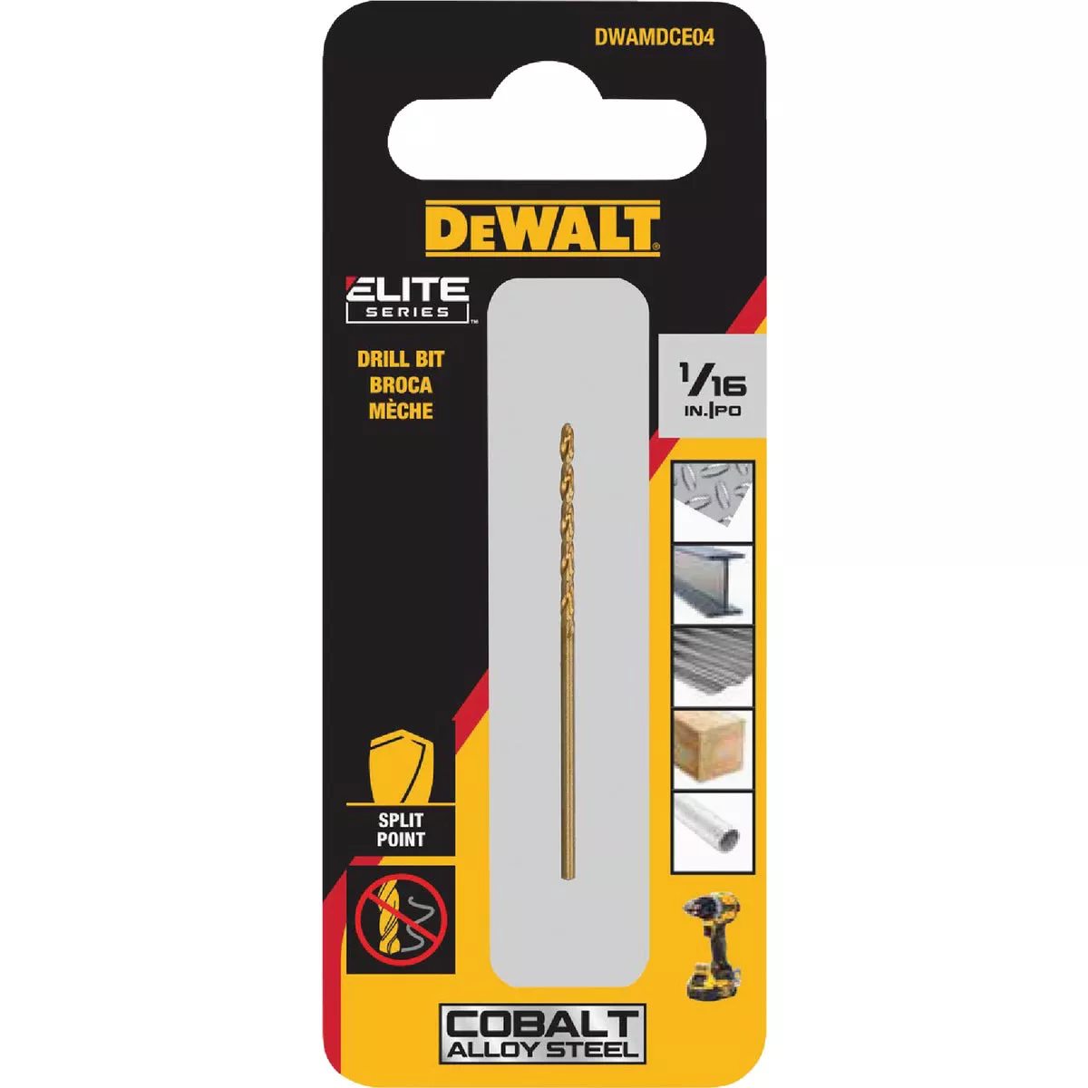 Dewalt Elite Series 1/16 In. x 1.9 In. Cobalt Steel Split Point Drill Bit