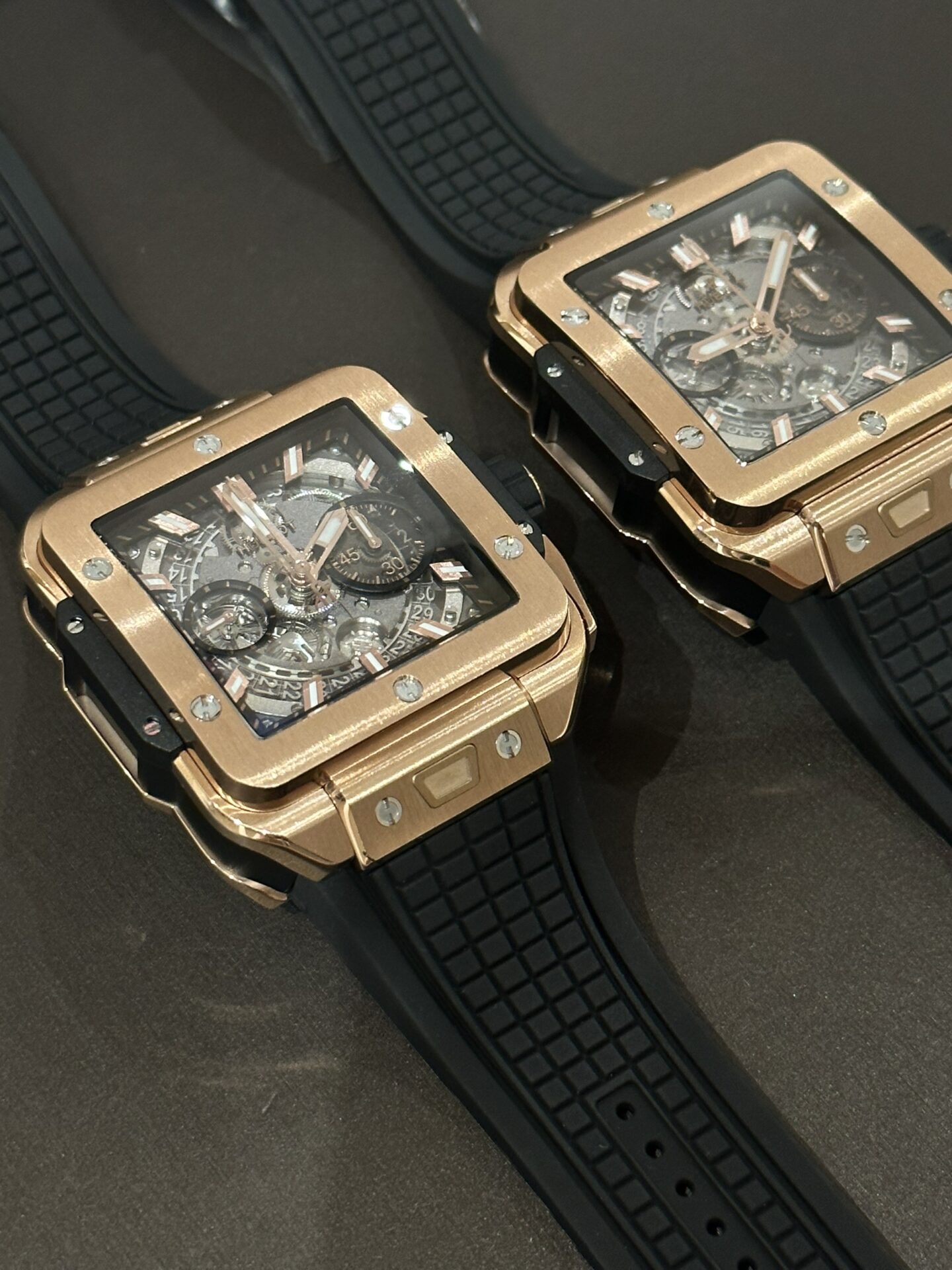 Hublot Big Bang Square Replica Watch Rose Gold Rubber Strap BBF 42mm - Elite Watch Atelier