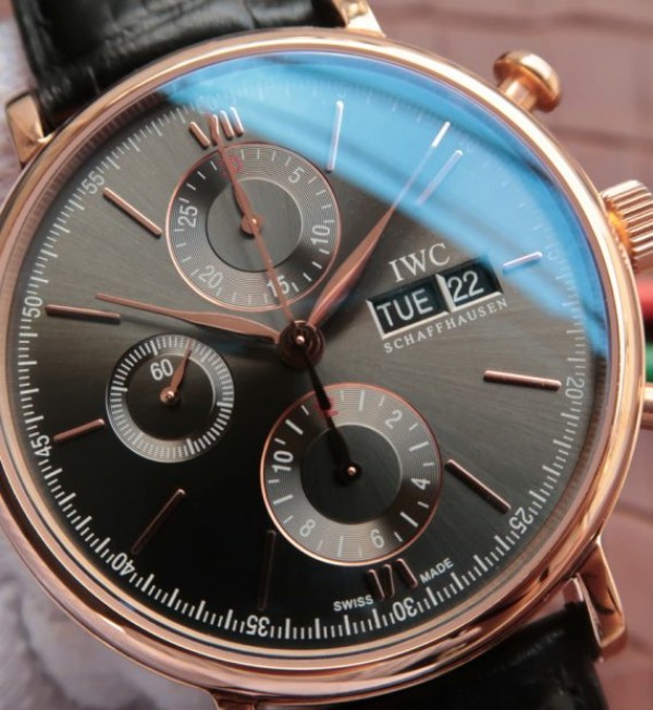 Replica IWC V6 Portofino IW391021 Chronograph RG Gray Dial Leather Strap - Top club