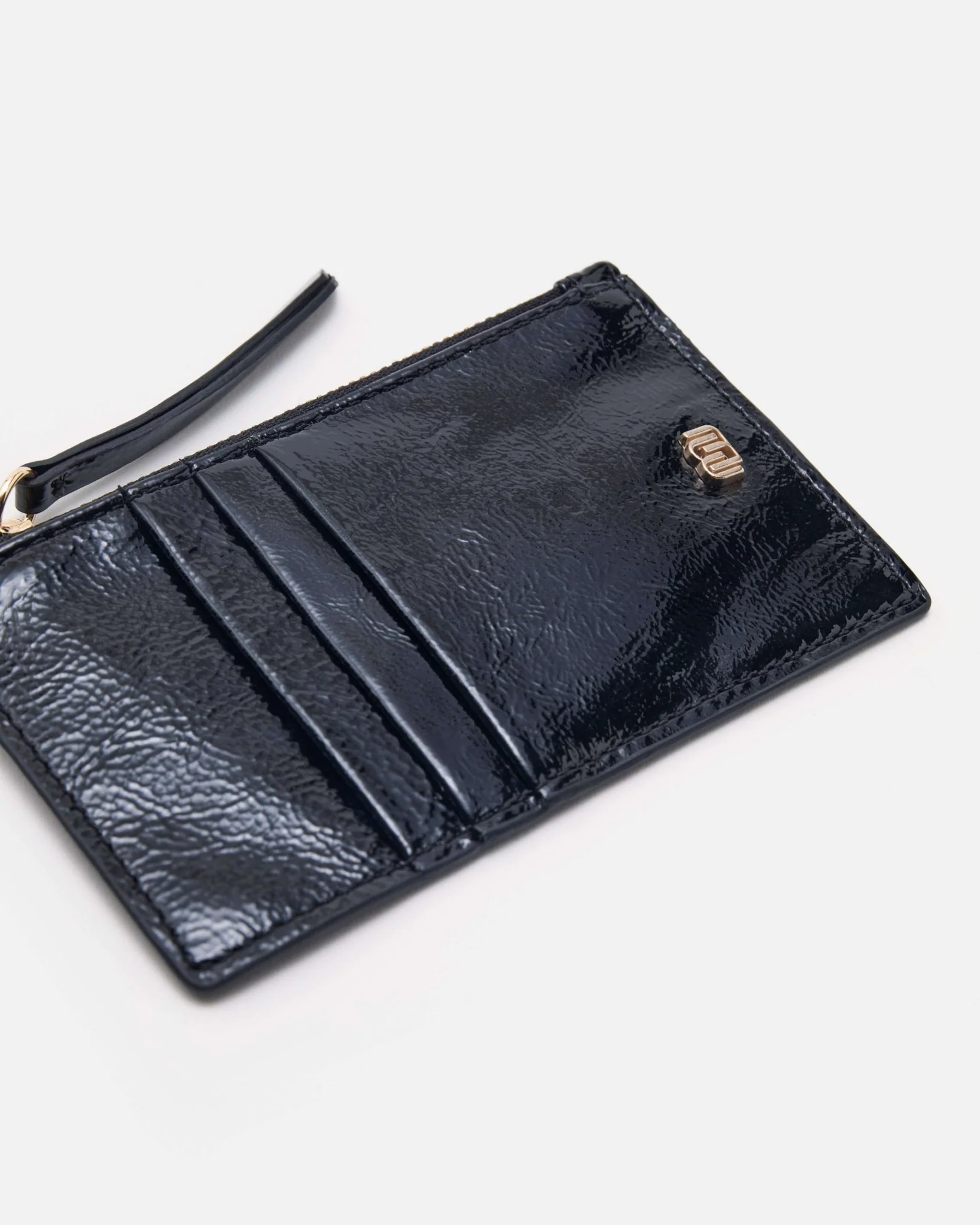 PORTE CARTES KAMILIA/CRK - En cuir craquelé noir