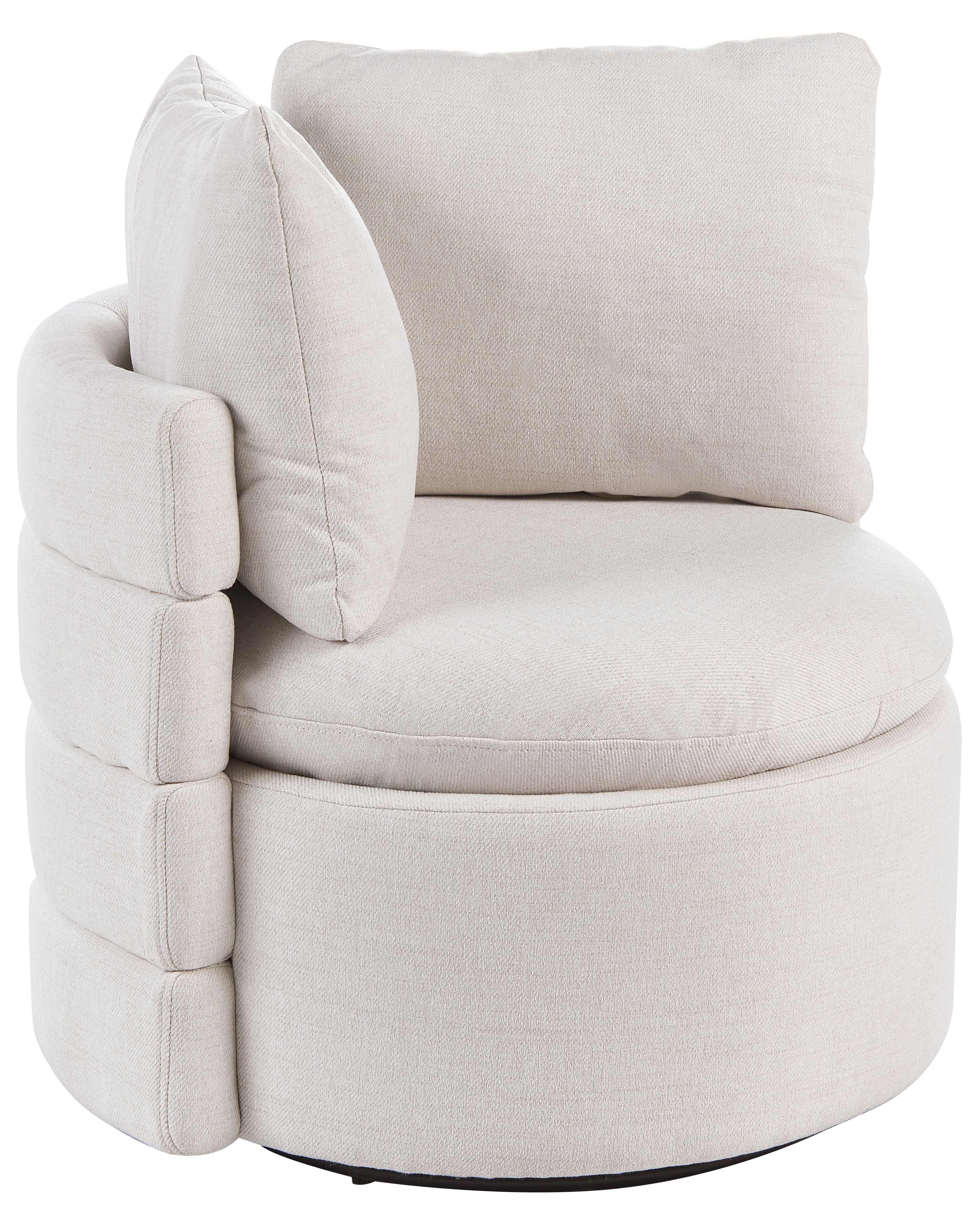 Swivel Armchair RANDERS with Storage Fabric Off-White