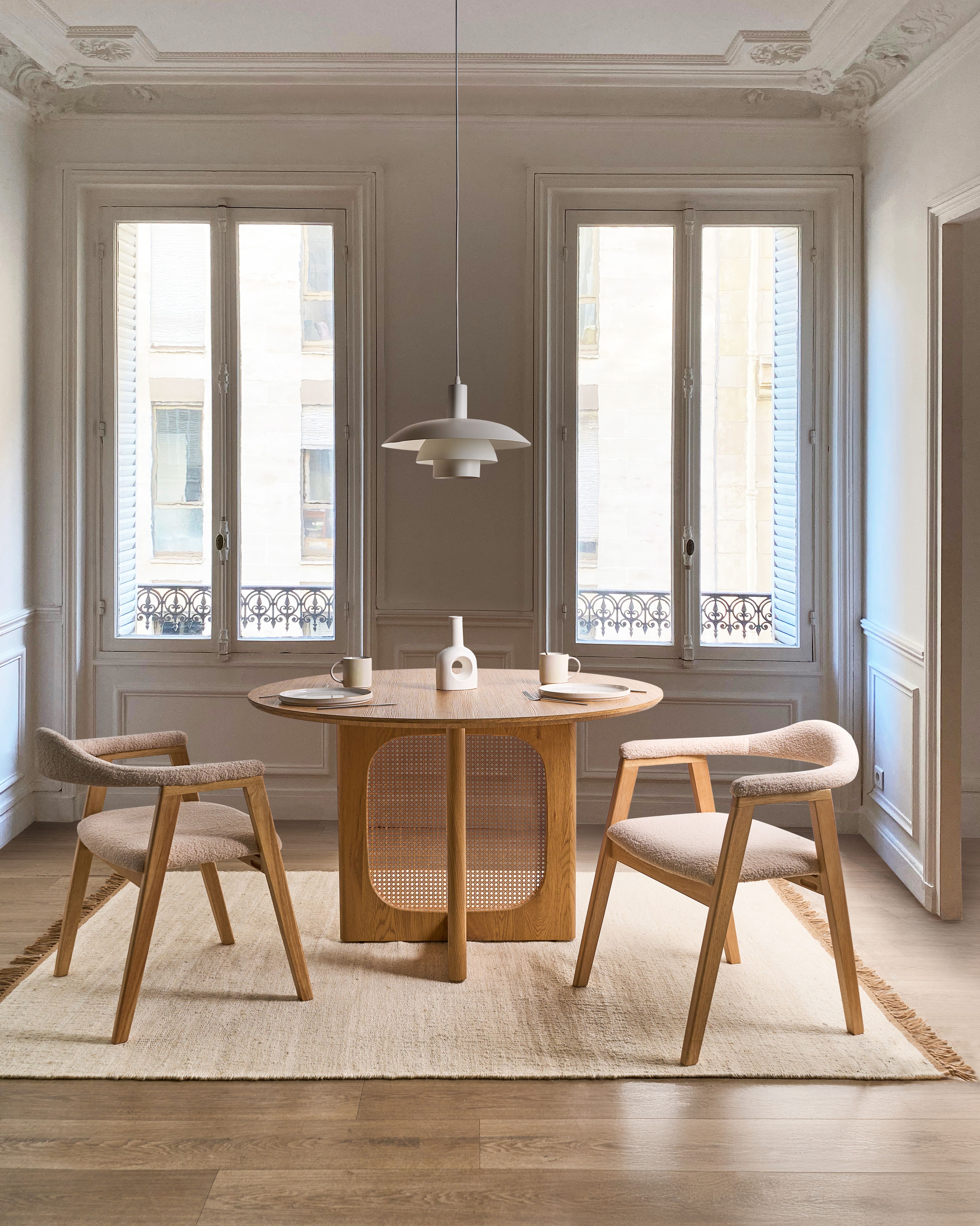 Set of 2 Dining Chairs ONECO Wood Light Brown