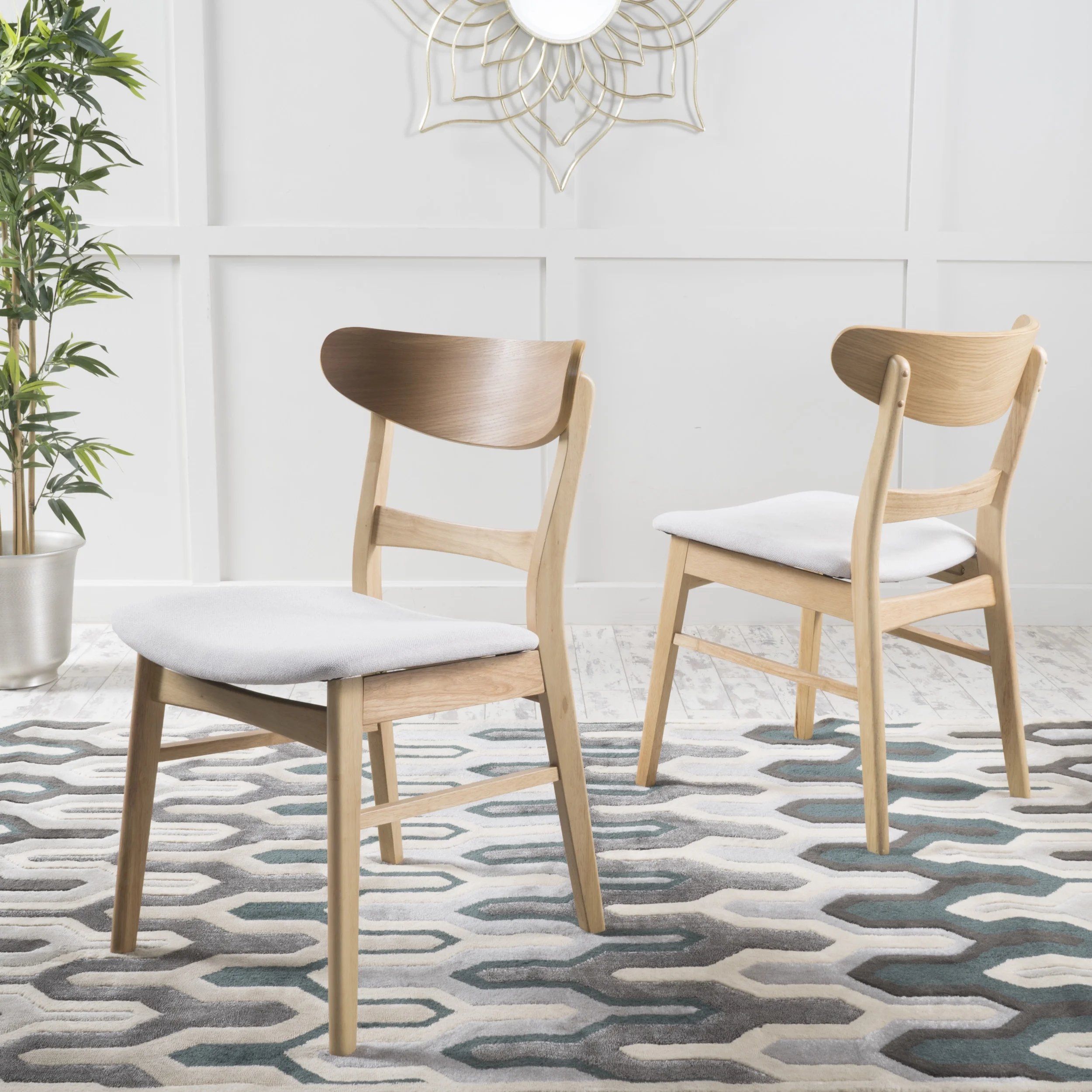 GDFSTUDIO Mid Century Modern Fabric Upholstered Rubberwood Dining Chairs, Set of 2, Dark Gray and Walnut - Image 31