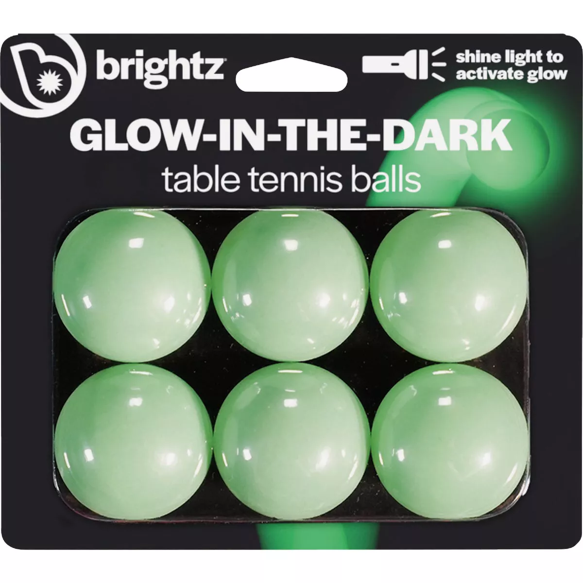 Brightz Glow-in-the-Dark Table Tennis Balls (6-Pack)
