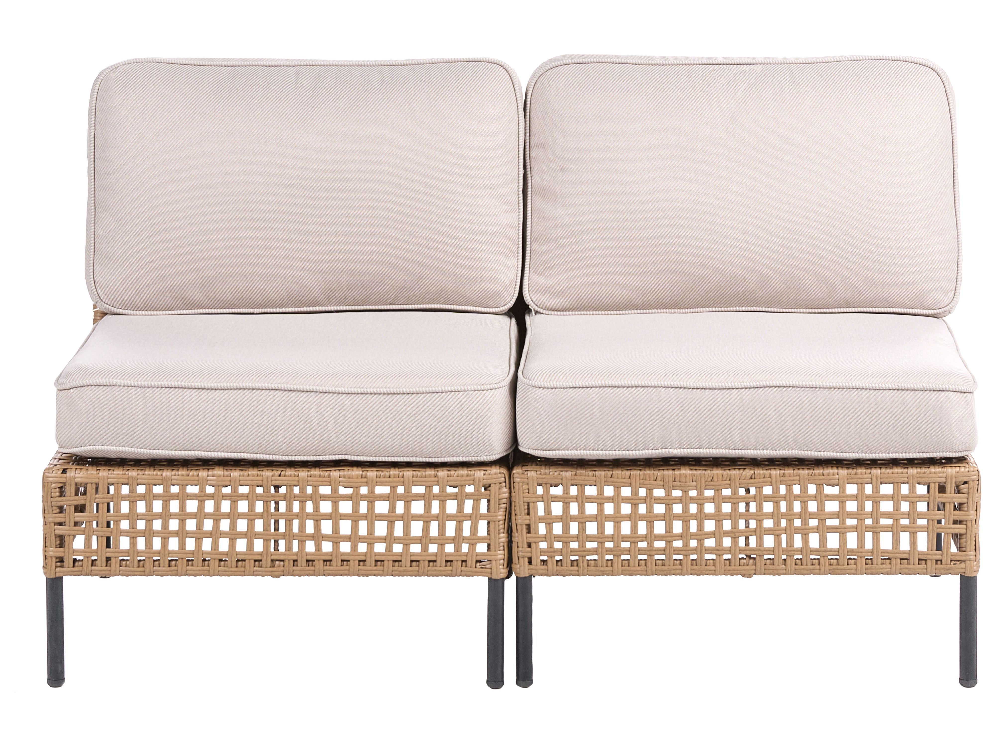 Garden Sofa 2 Seater OMEGANA Armless PE Rattan Light Beige