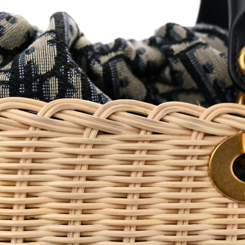 Mirror Quality Replica Lady Dior Wicker Blue Handbag1:1High-quality replica