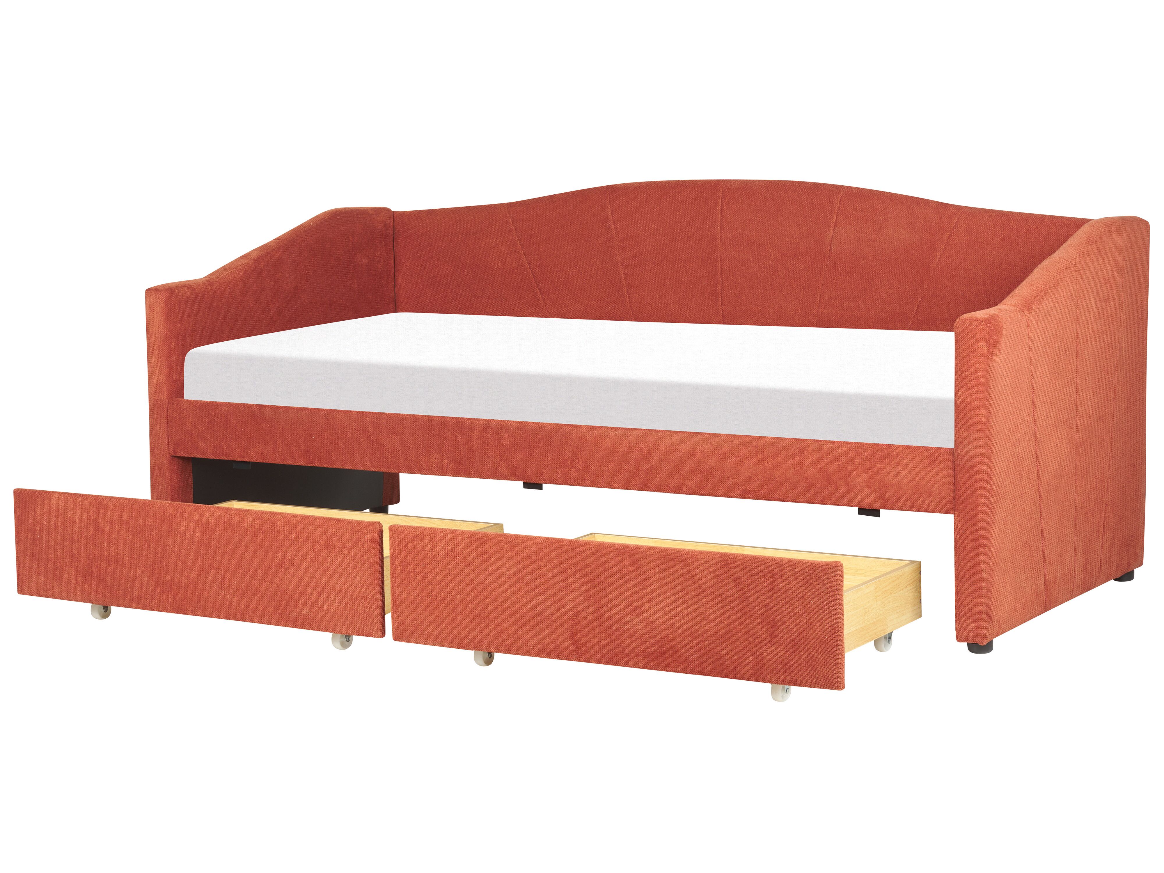 Daybed with Storage Fabric VITTEL 90 x 200 cm (EU Single) Red