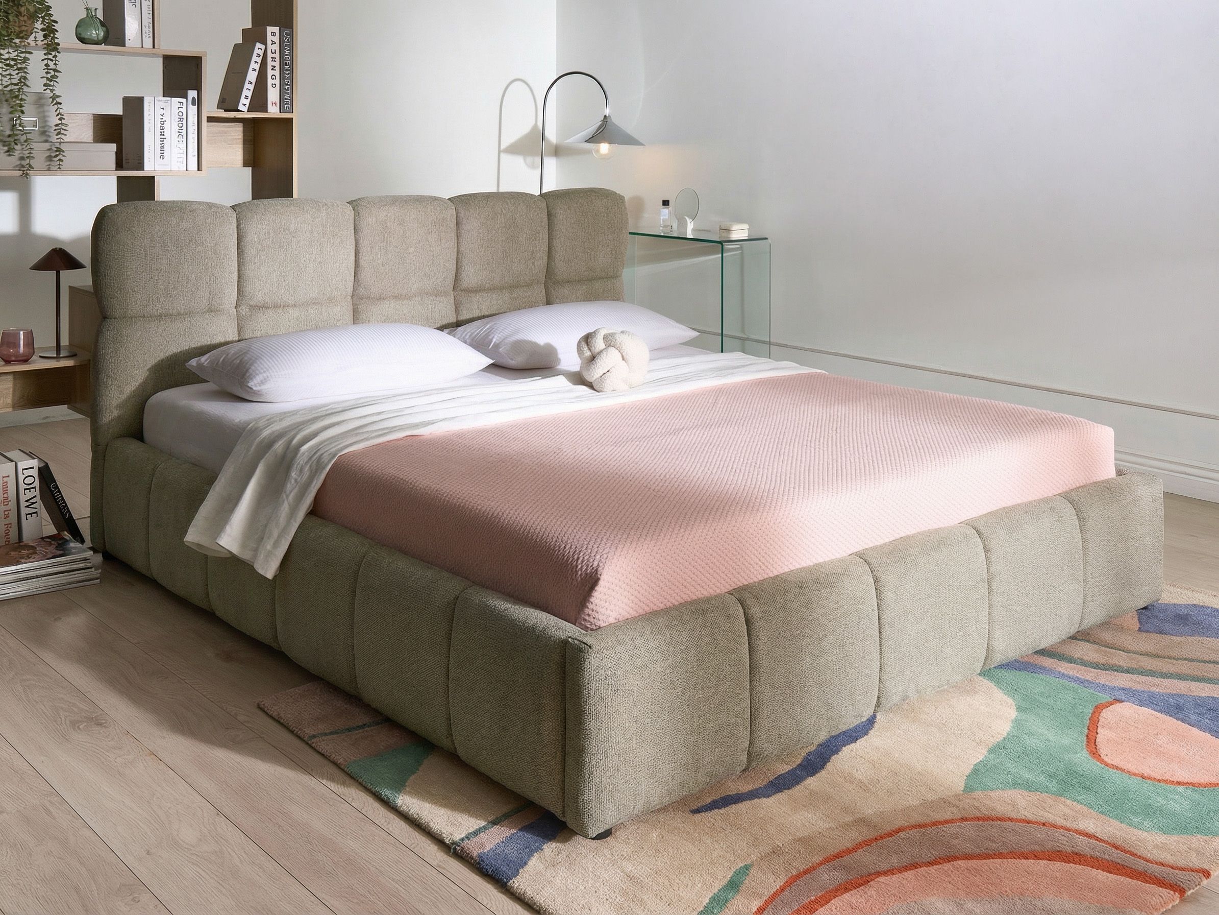 Ottoman Bed Fabric NOYON 180 x 200 cm (EU Super King) Taupe