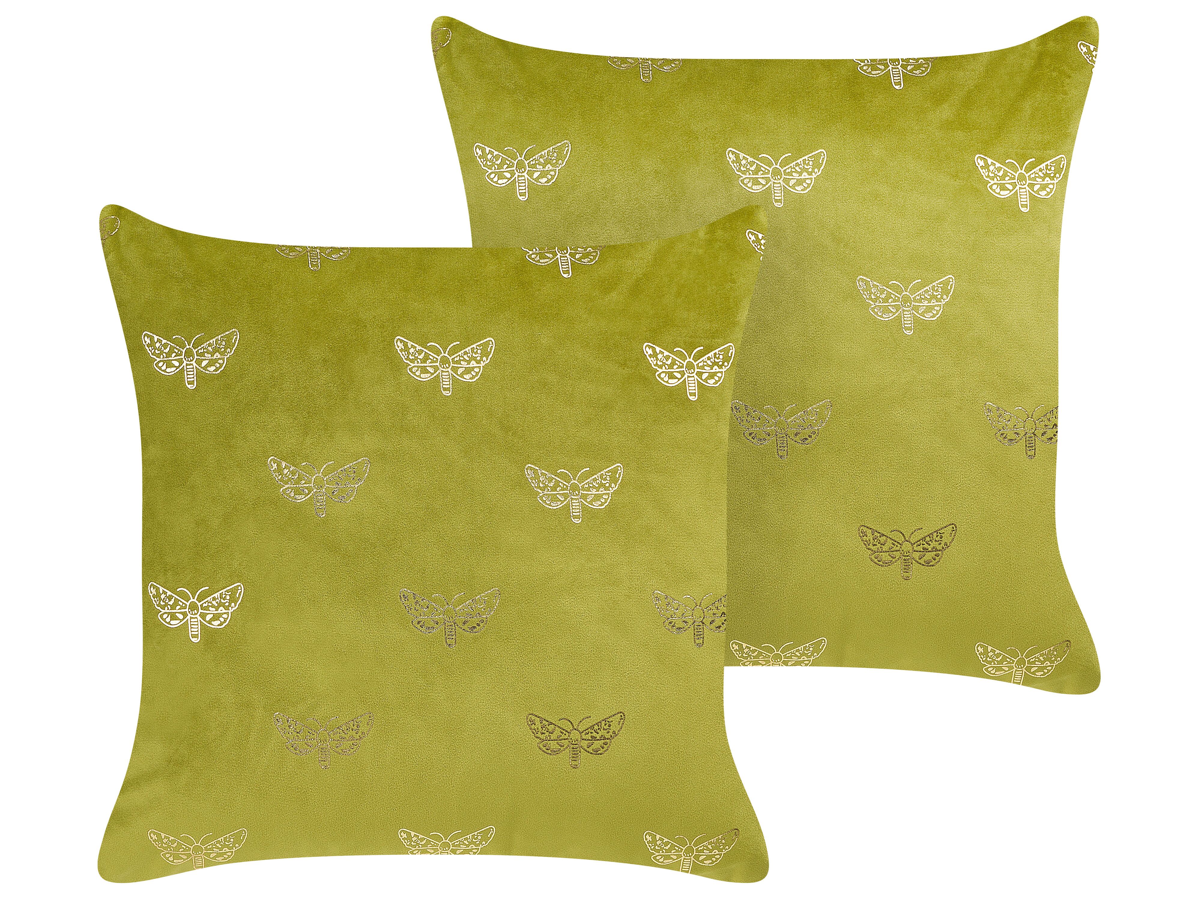 Set of 2 Decorative Cushions YUZURI Velvet 45 x 45 cm Light Green Animal Pattern