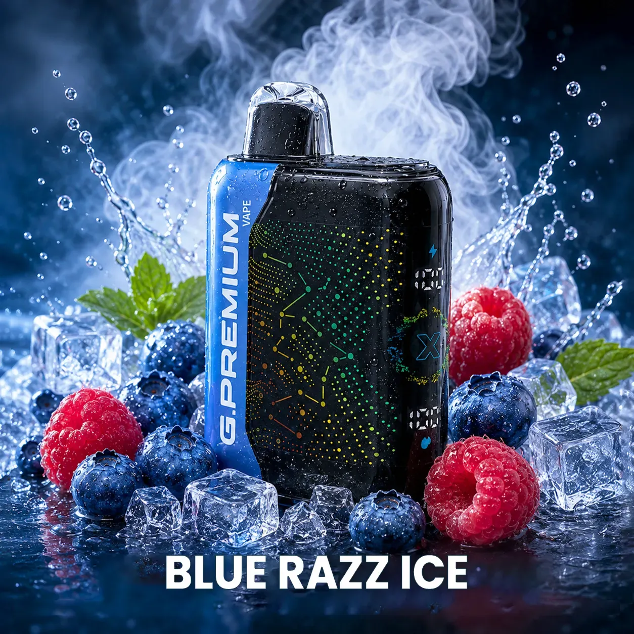 GEEK BAR PREMIUM 60 000 puffów – wariant Blue Razz Ice; 10 smaków, Dual Mesh, 28 ml, 800 mAh