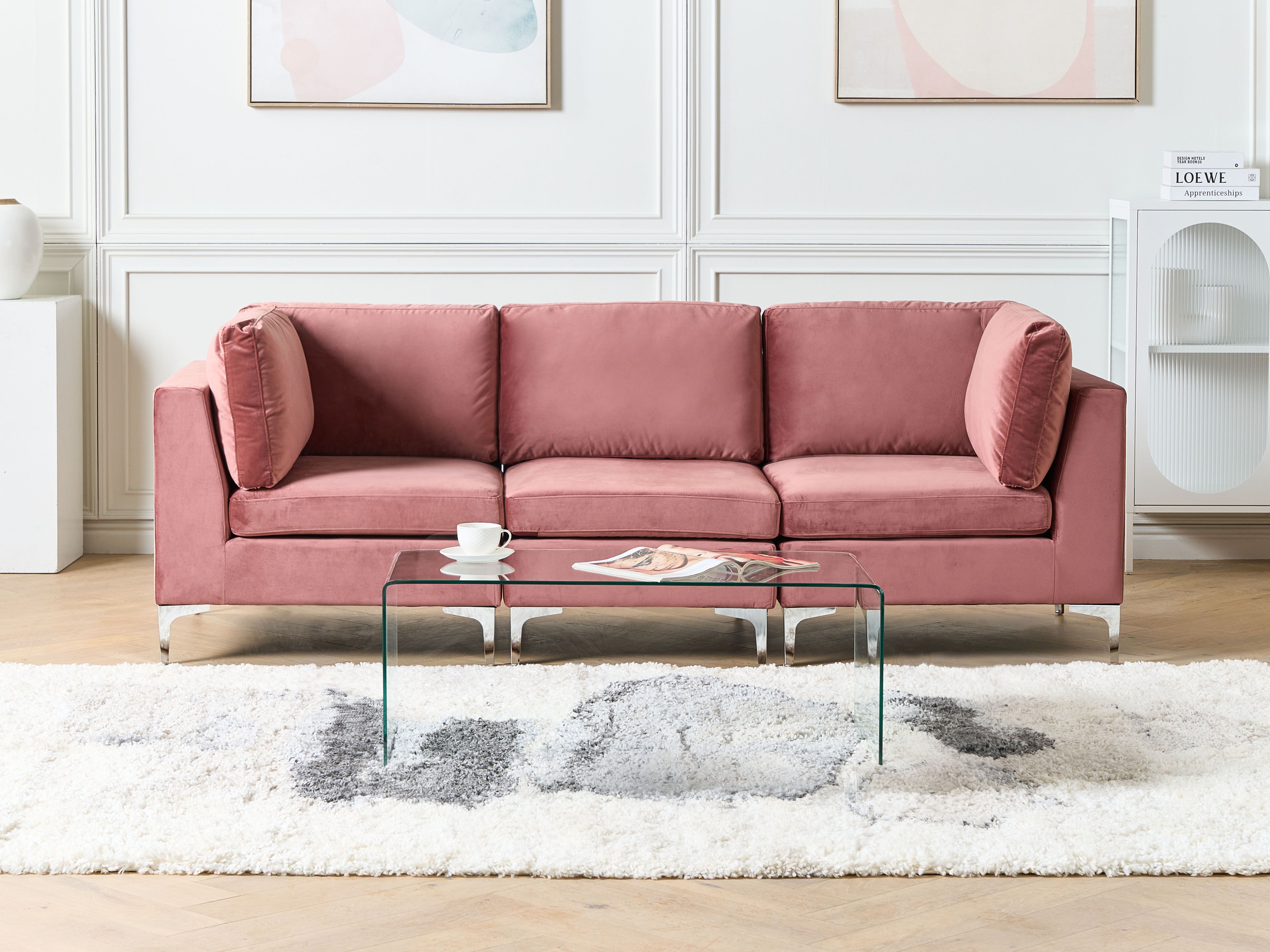 Modular Sofa 3 Seater EVJA Velvet Pink