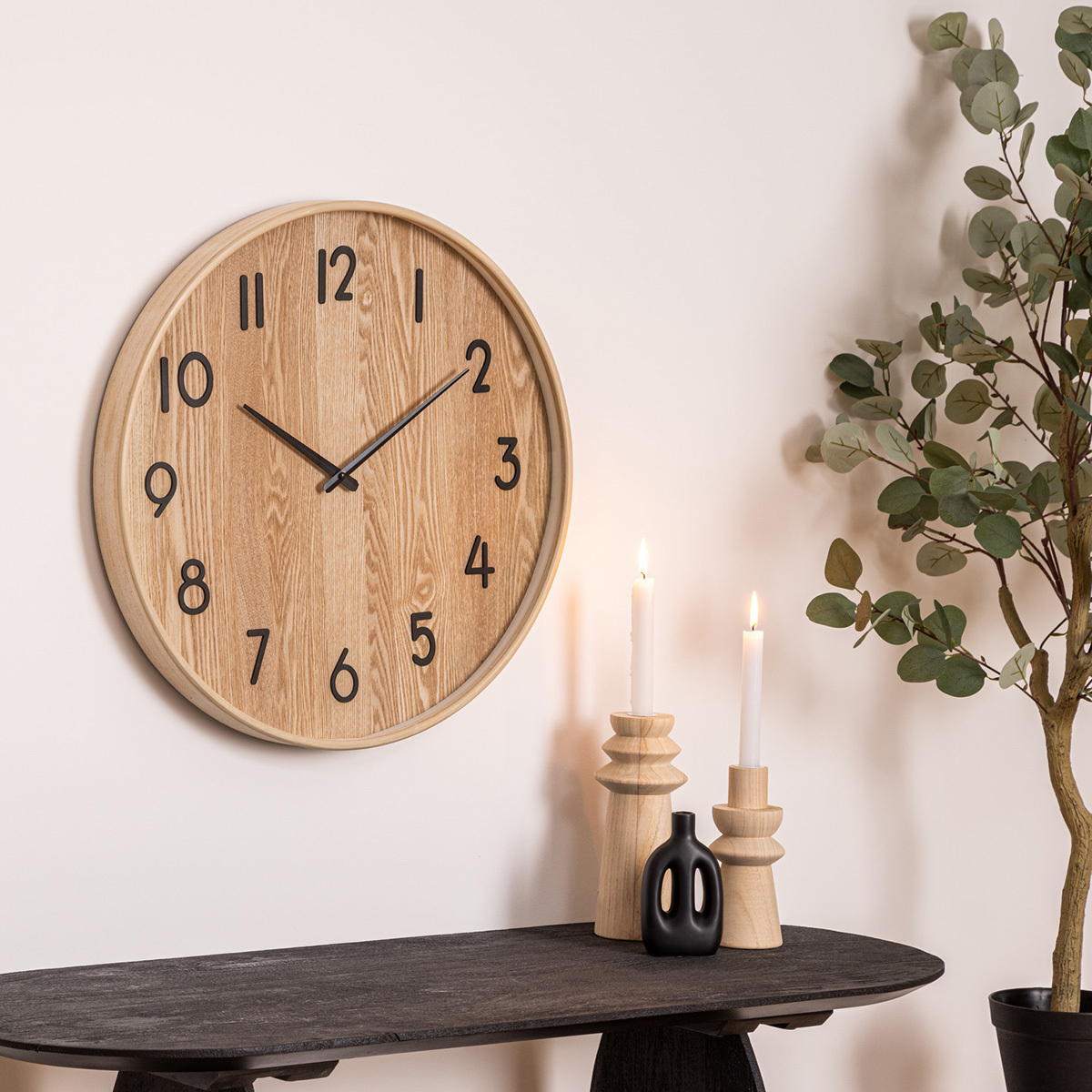 Clock "Ivana" Light wood, D. 55 cm