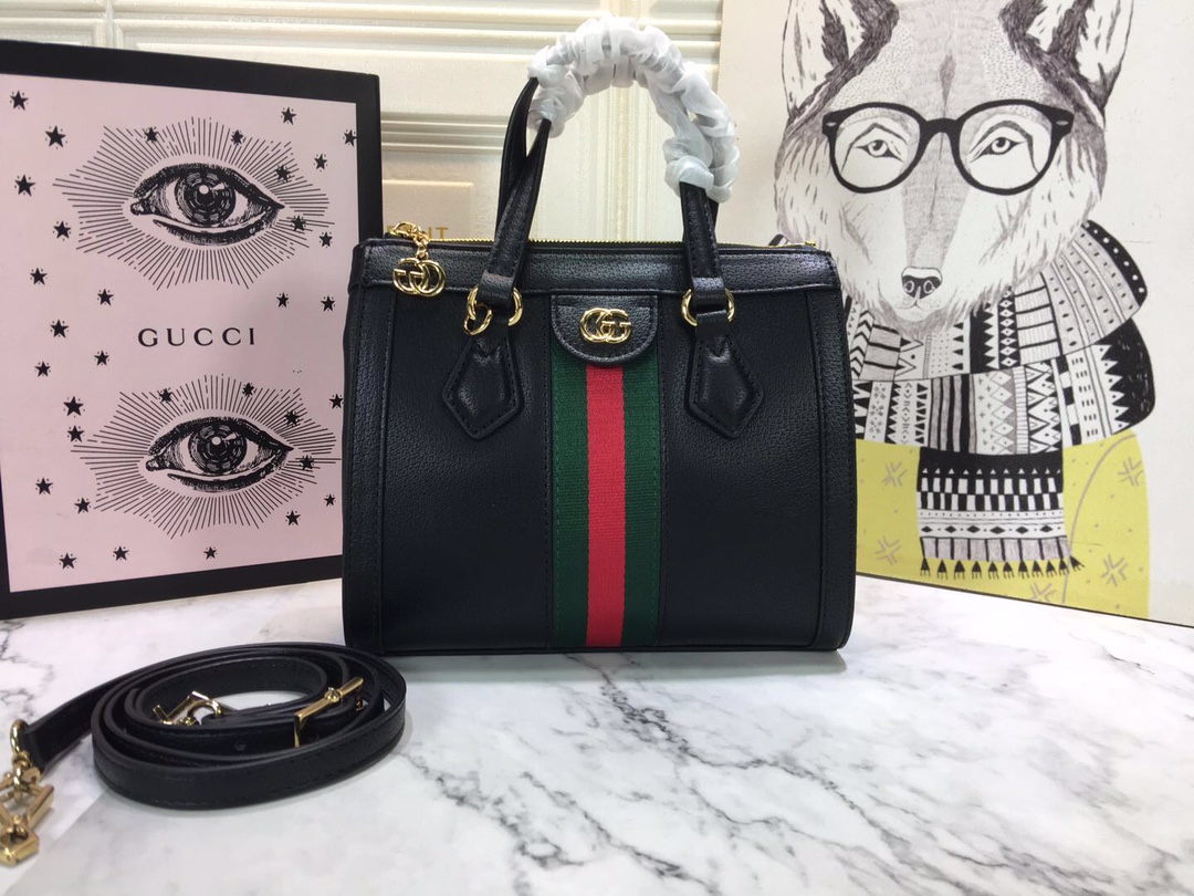 Replica Gucci Ophidia Small Tote Bag Black/White1:1High-quality replica