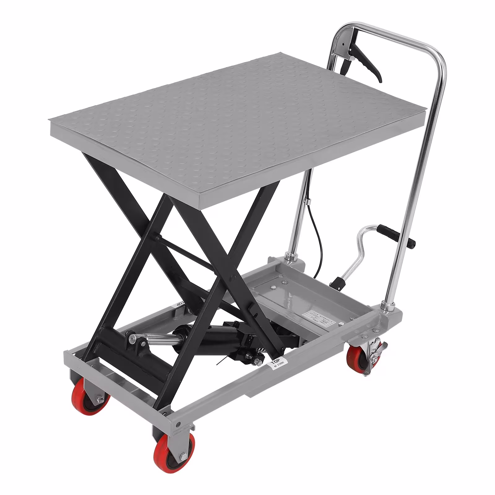 Hydraulic Lift Table Cart, 500lbs Capacity 59" Lifting Height, Single Scissor Lift Table Cart with 4 Wheels and Non-Slip Pad, Manual Elevating Cart for Material Handling Transportation - Image 5