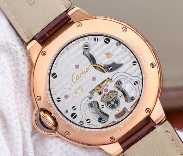 Replica Cartier Ballon Bleu de Cartier Tourbillon RG Full Paved Diamonds Leather Strap - Top club