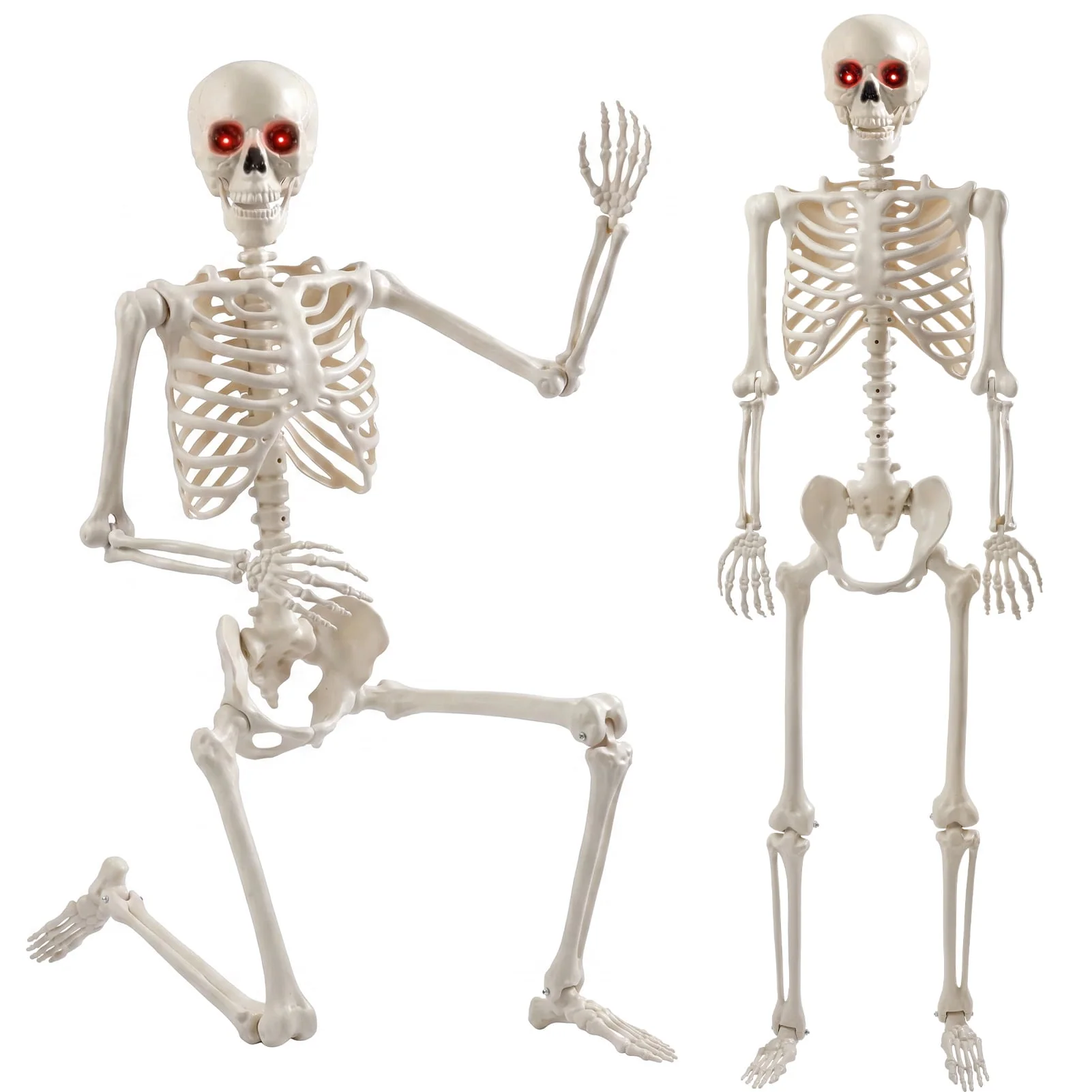 Ayieyill 5.4ft Halloween Skeleton Decorations, Weathered Posable Skeleton Decor for Halloween Decorations Outdoor Indoor - Image 5 Ayieyill 5.4ft Halloween Skeleton Decorations, Weathered Posable Skeleton Decor for Halloween Decorations Outdoor Indoor - Image 5