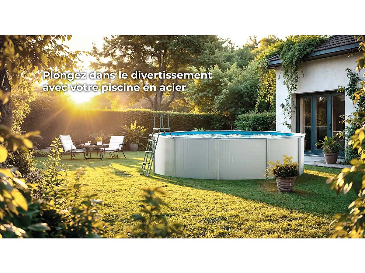 Piscine acier blanc Fidji ronde 2,60 x 1,22 m - Gré