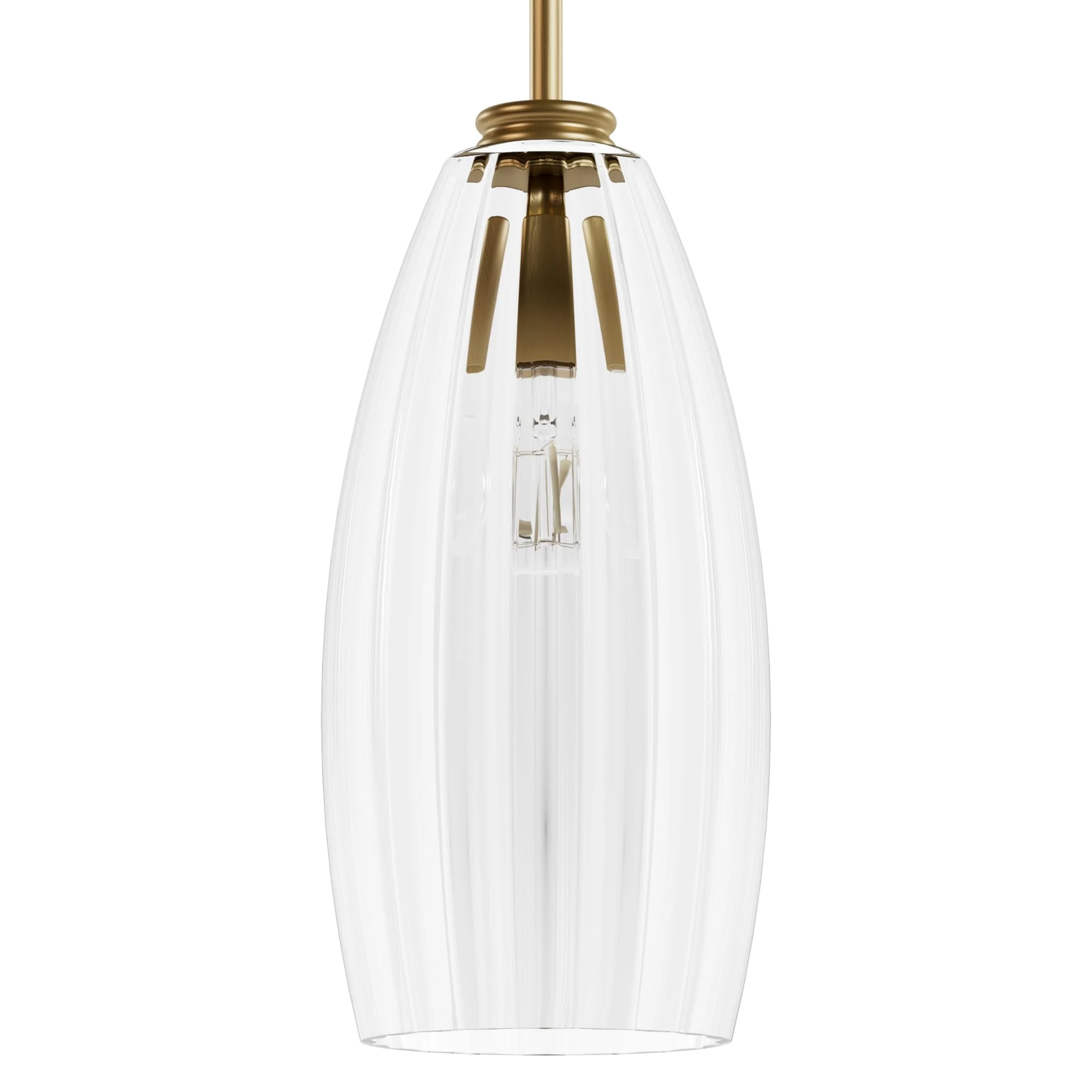 Hunter - Rossmoor 1-light Luxe Gold, Mini Pendant Light, Dimmable, Formal Style, Bell Shaped, for Bedrooms, Dining, Living Rooms - 13160