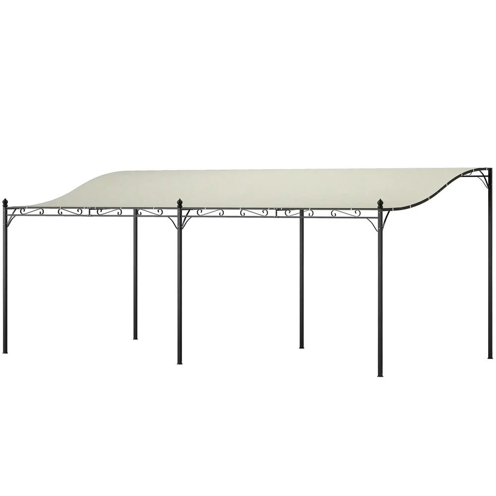 Topcobe 10' x 20' Wall-Mounted Outdoor Pergola Canopy, Metal Patio Canopy with Drainage Holes for Backyard Garden, Tents for Parties, Outdoor Canopy, Shade Canopy, Patio Canopy, Cream White