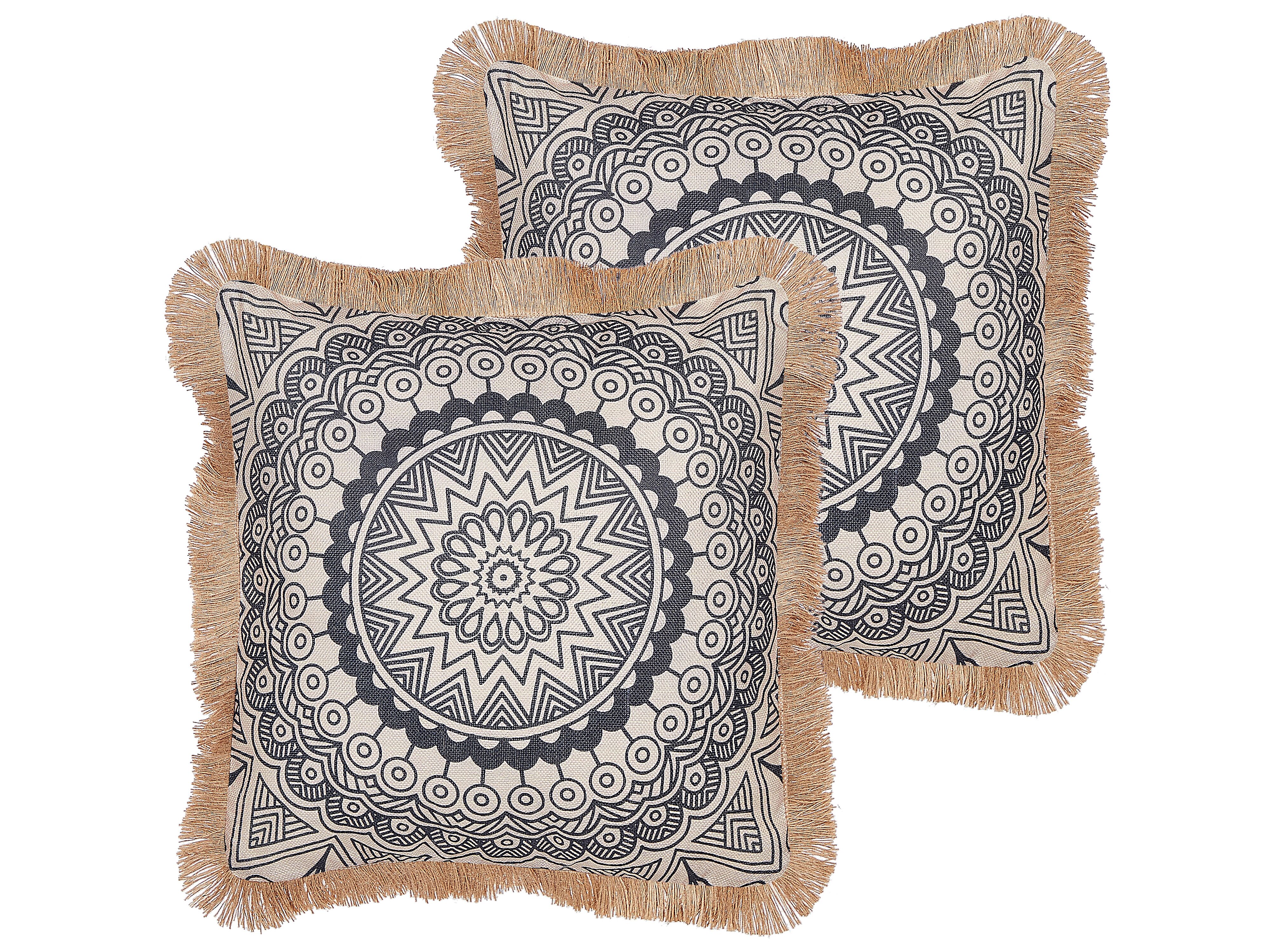 Set of 2 Decorative Cushions GERANIUM 45 x 45 cm Black Oriental Pattern