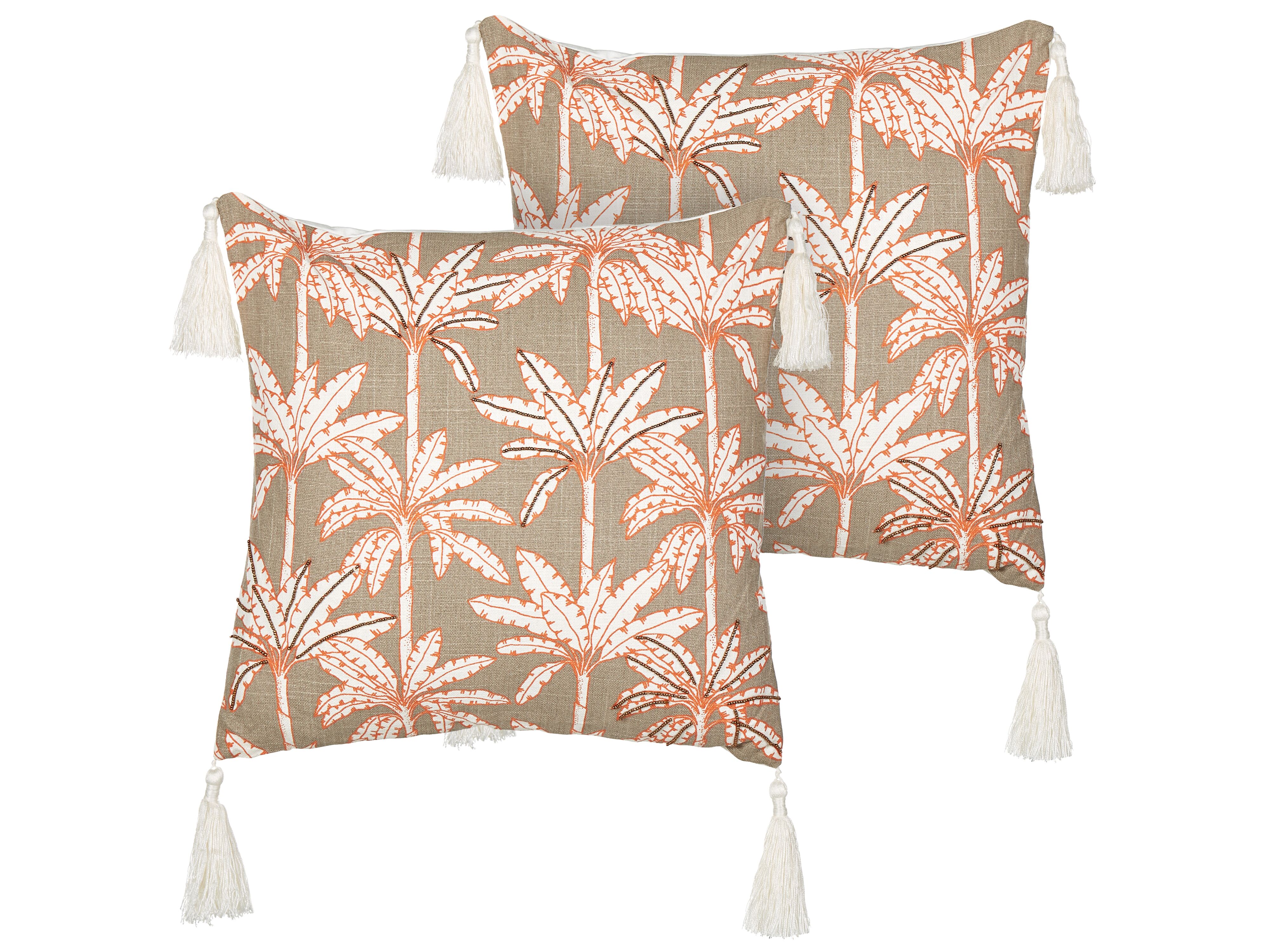 Set of 2 Decorative Cushions MELOBESIA Cotton 45 x 45 cm Multicolour Plant Pattern